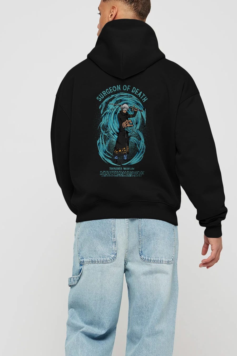 Trafalgad D. Water Law Anime Arka Baskılı Hoodie Oversize Kapüşonlu Sweatshirt Erkek Kadın Unisex