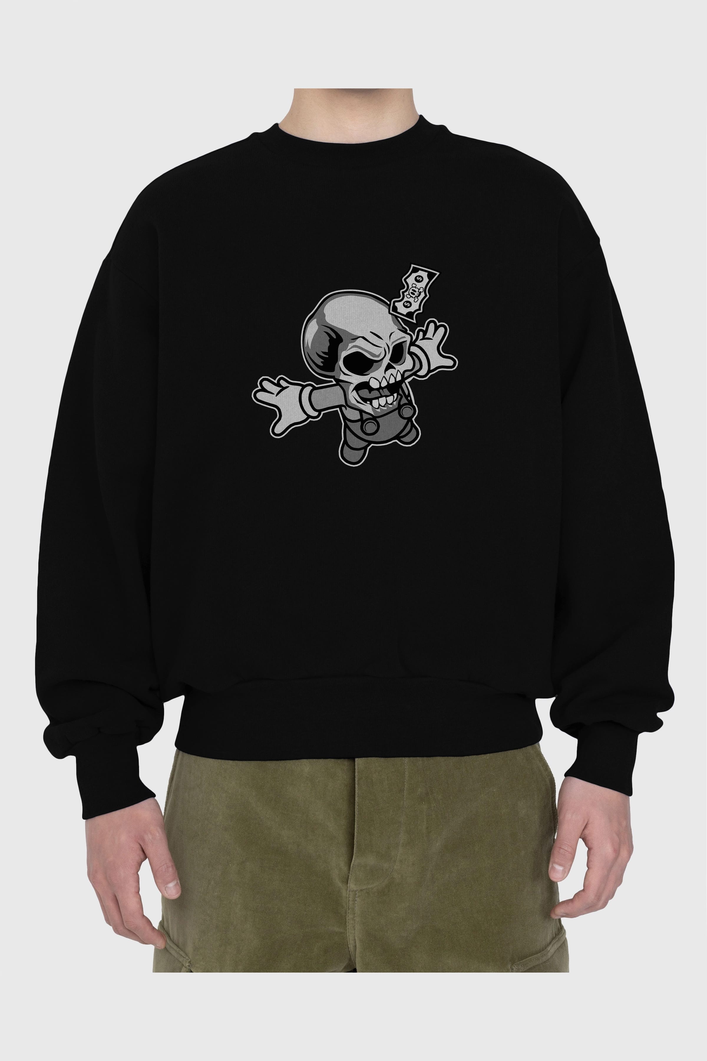 Skull Drowning Ön Baskılı Oversize Sweatshirt Erkek Kadın Unisex