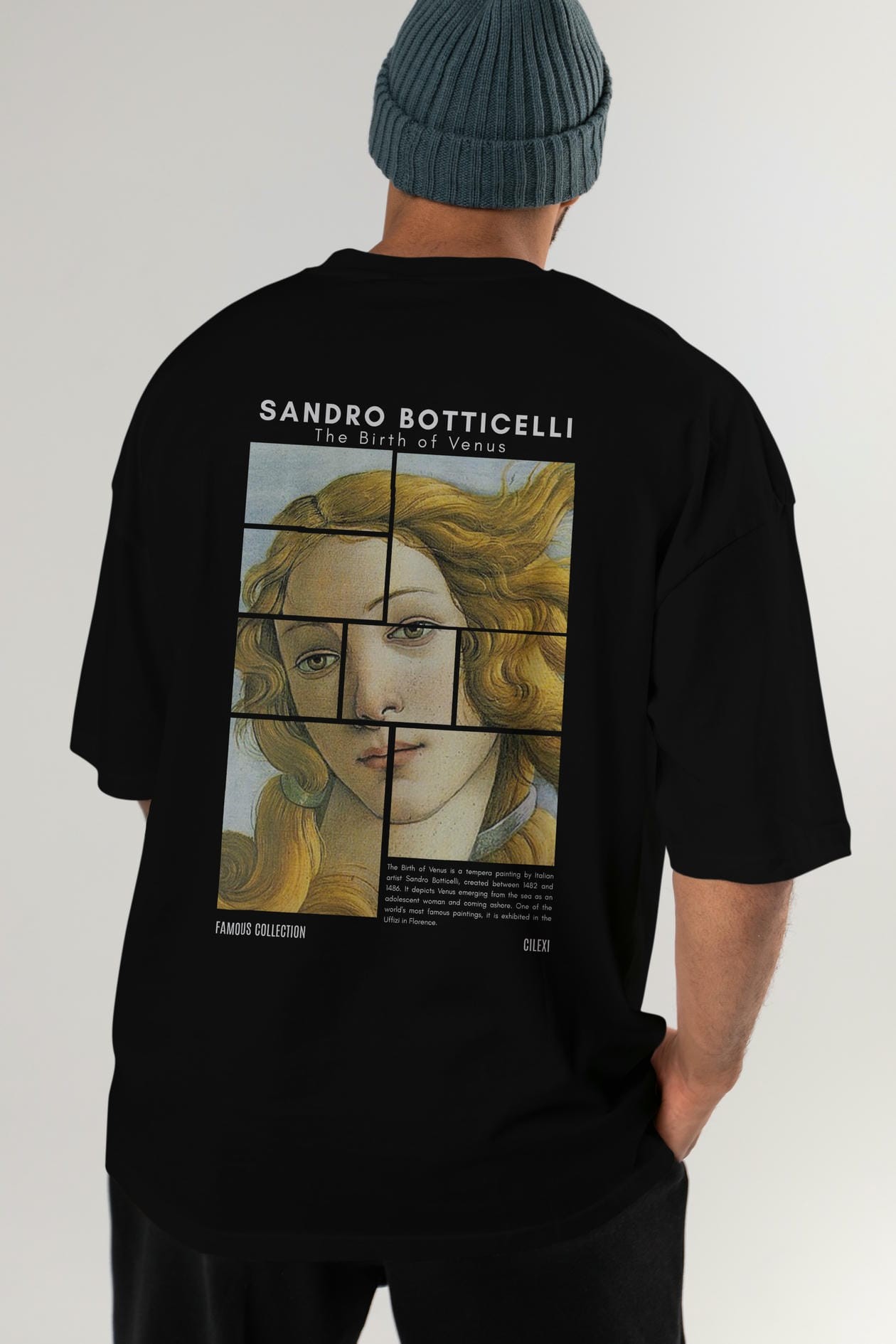 Sandro Botticelli Arka Baskılı Oversize t-shirt Erkek Kadın Bisiklet Yaka Pamuk tişort