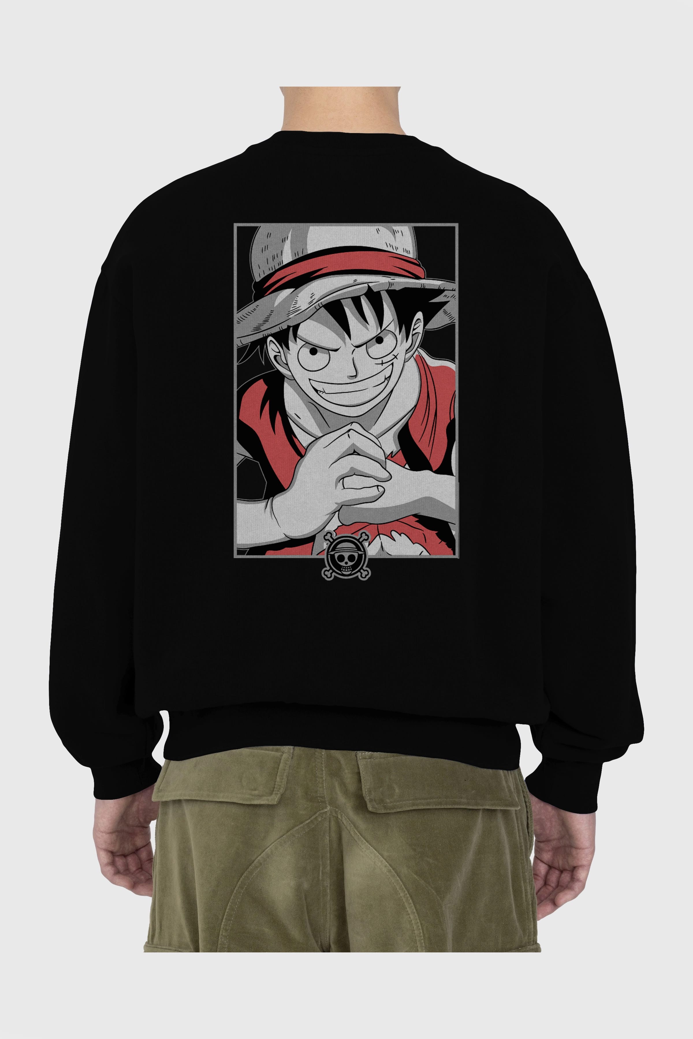 LUFF D. MONKEY OnePiece Anime Arka Baskılı Oversize Sweatshirt Erkek Kadın Unisex