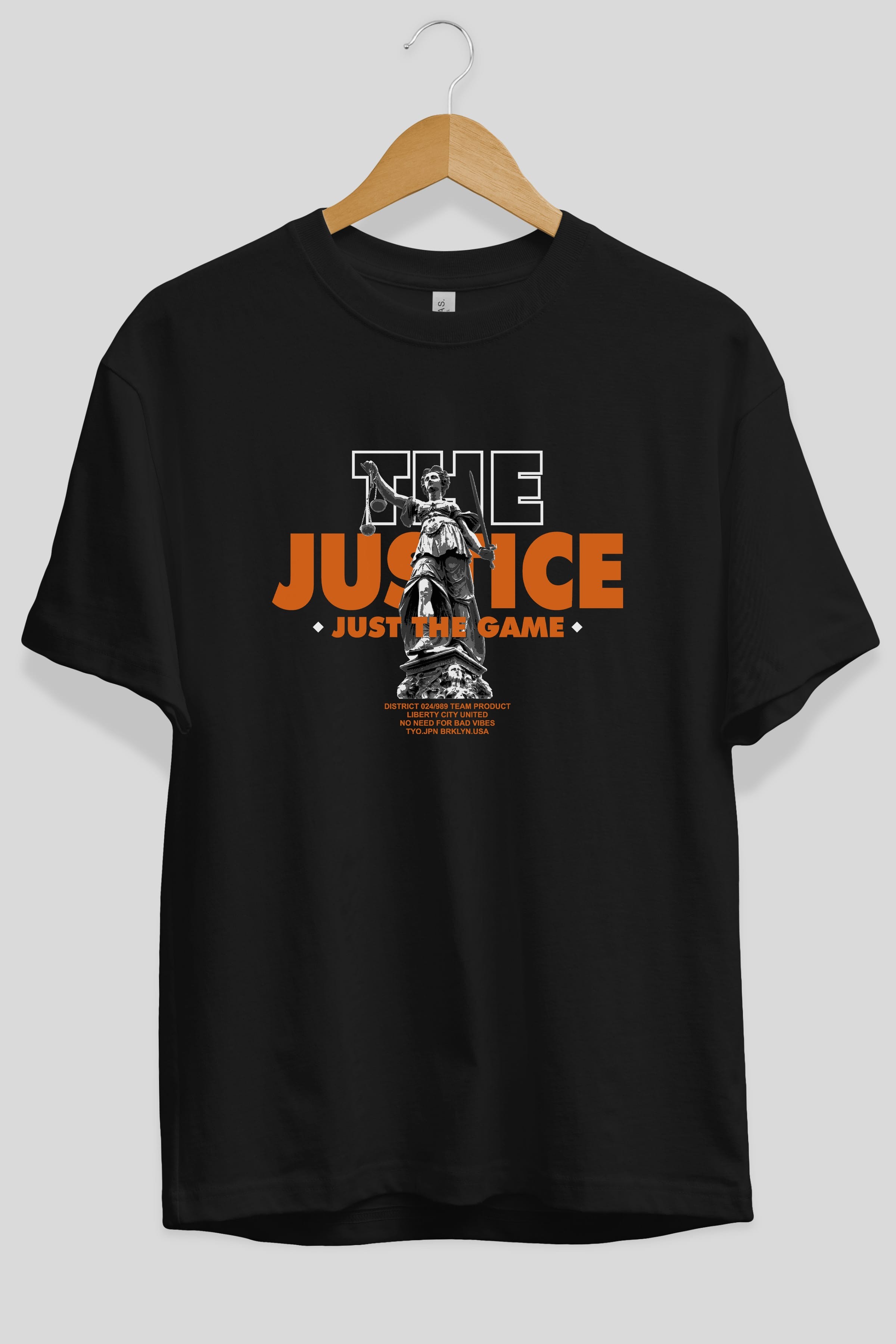 The Justice Ön Baskılı Oversize t-shirt Erkek Kadın Unisex