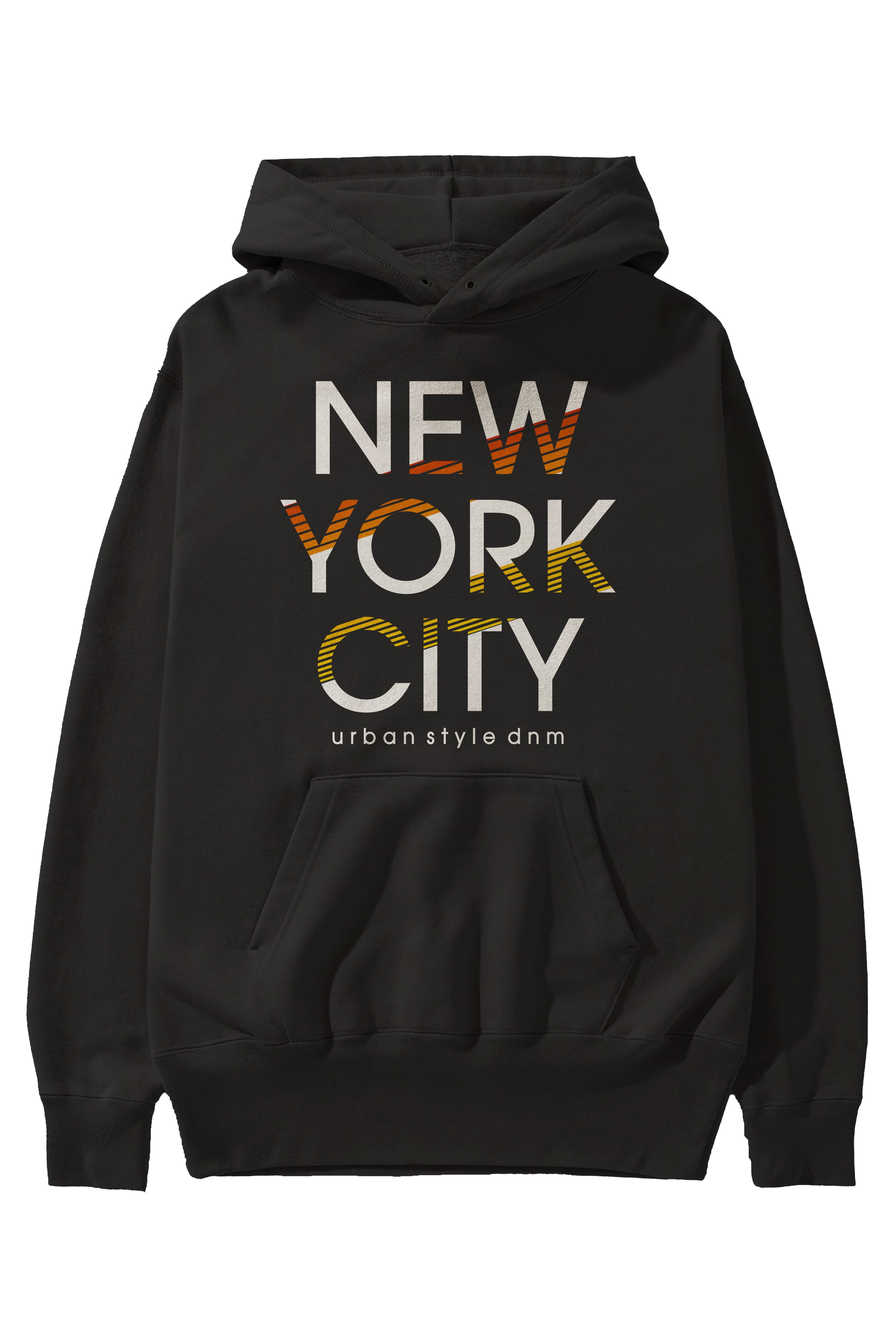 New York City Style Ön Baskılı Oversize Hoodie Kapüşonlu Sweatshirt Erkek Kadın Unisex
