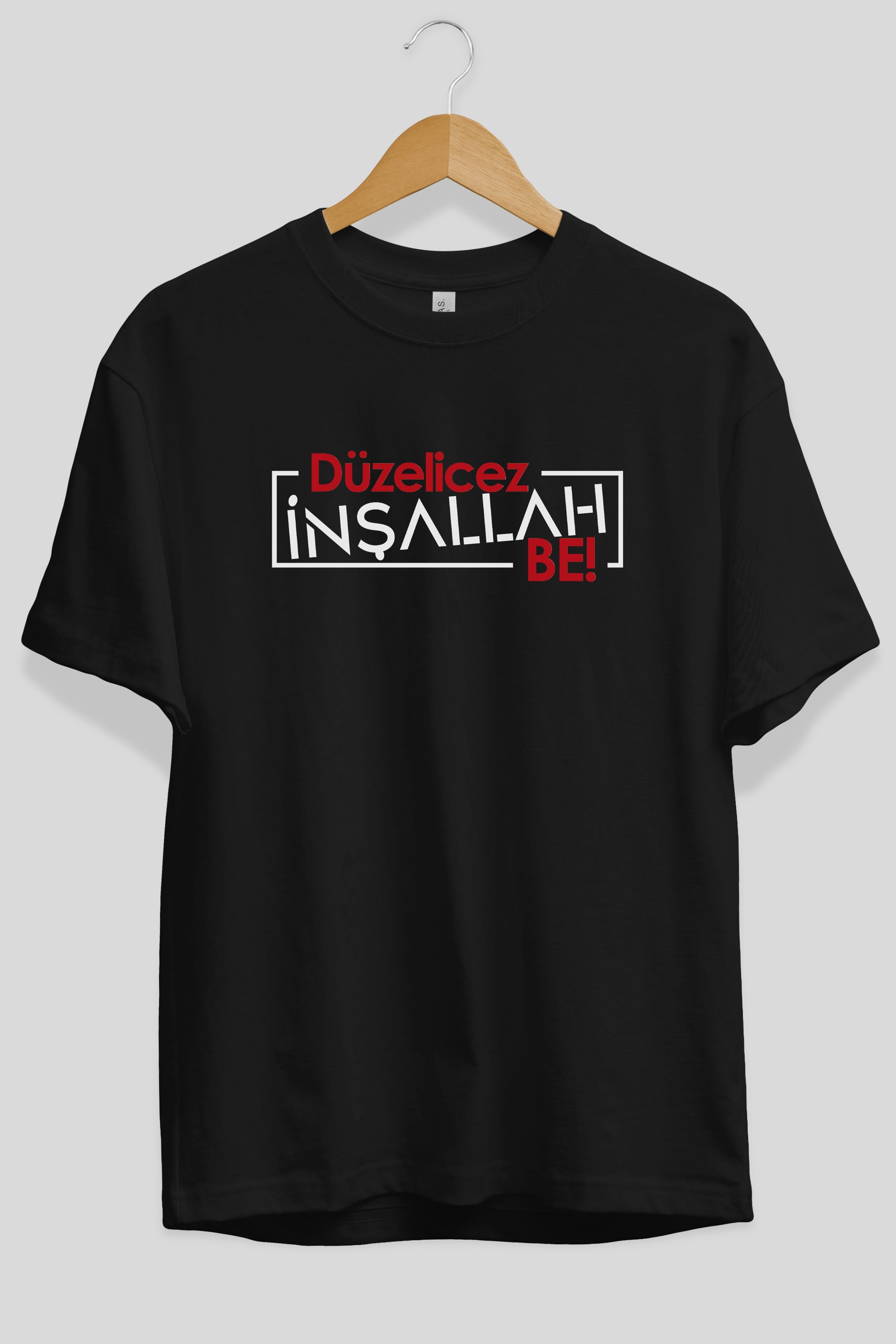 Düzelicez İnşallah Be Ön Baskılı Oversize t-shirt %100 pamuk Erkek Kadın Unisex