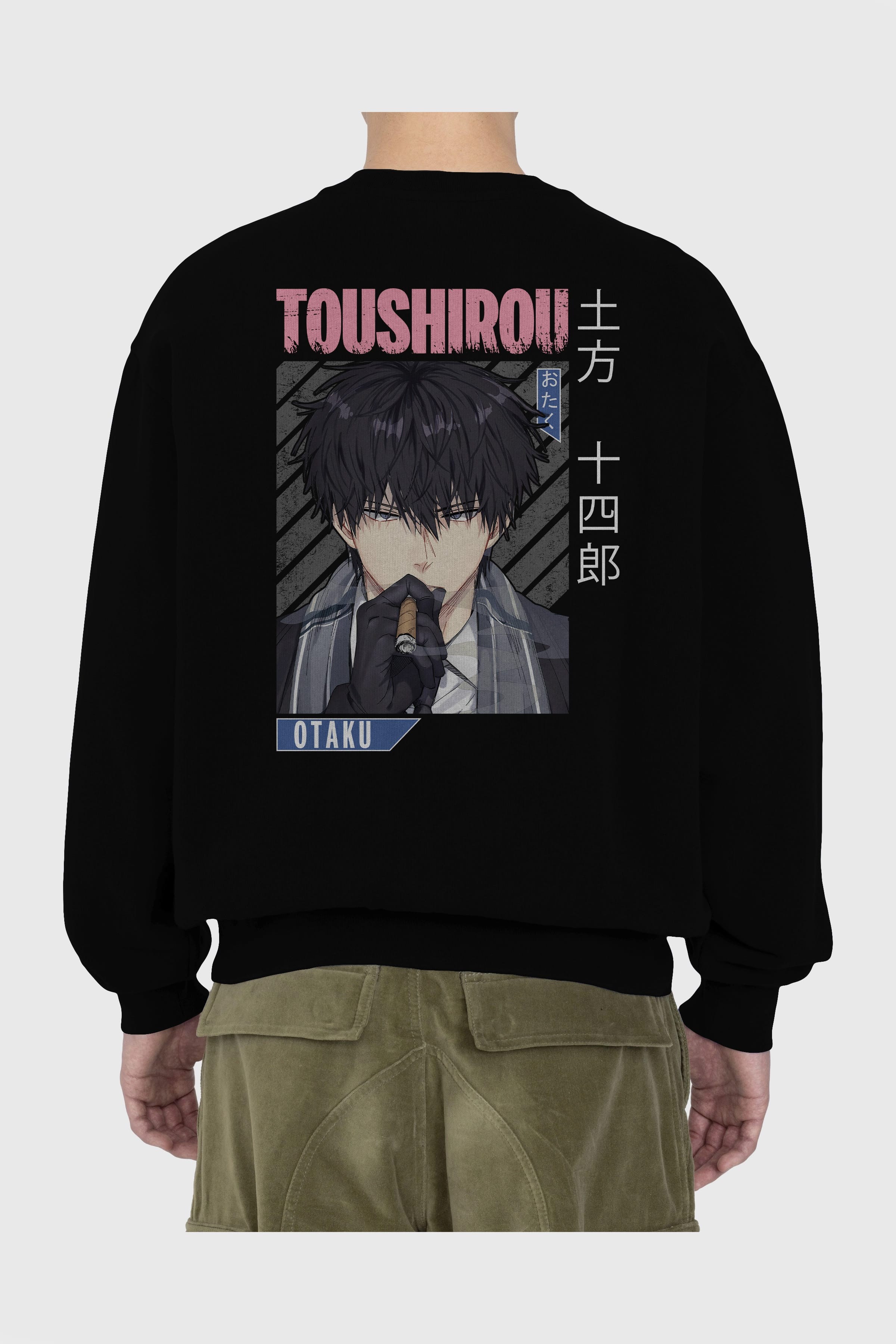 Toushirou Hijikata 2 Anime Arka Baskılı Oversize Sweatshirt Erkek Kadın Unisex