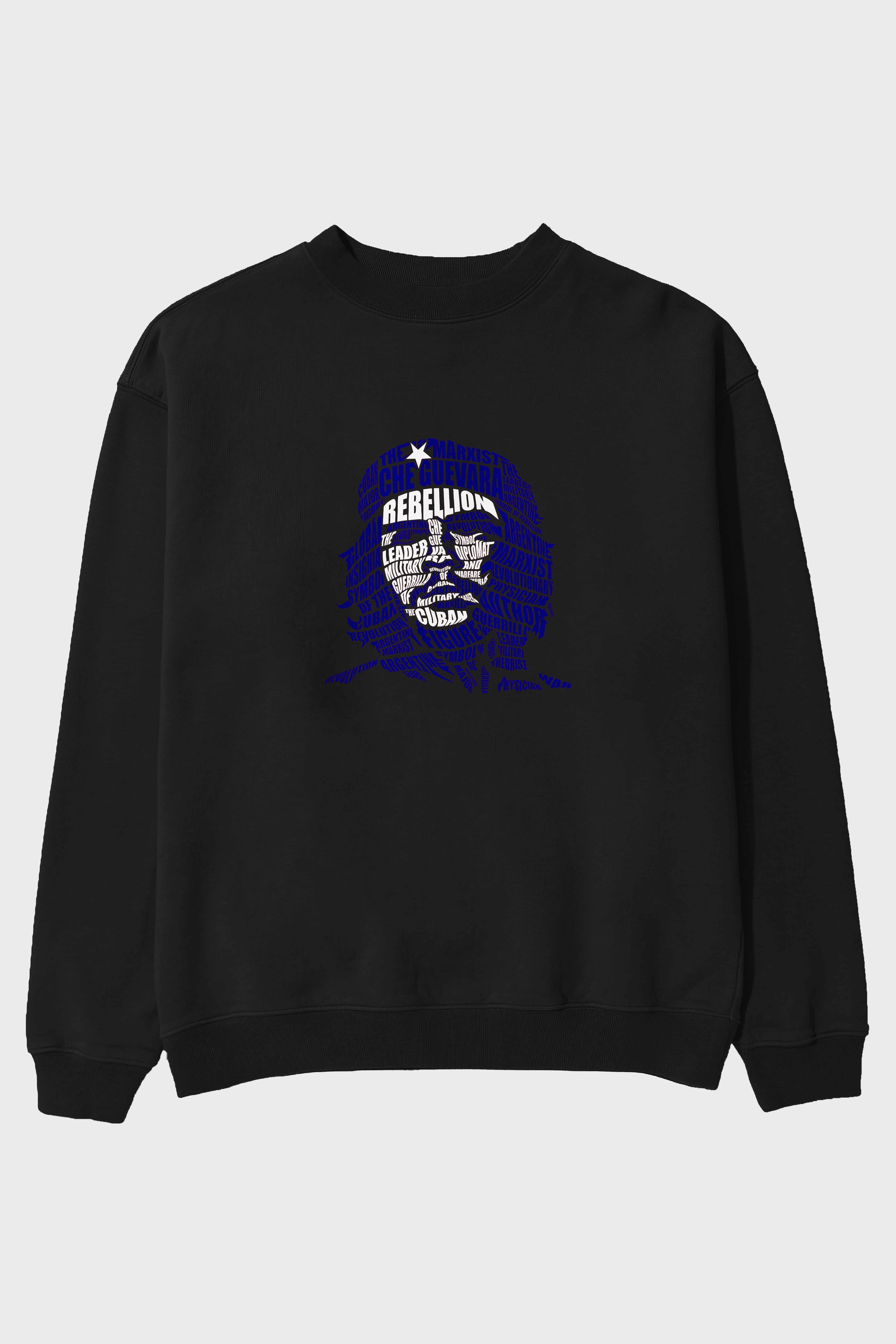 Che Guevara Calligram Ön Baskılı Oversize Sweatshirt Erkek Kadın Unisex