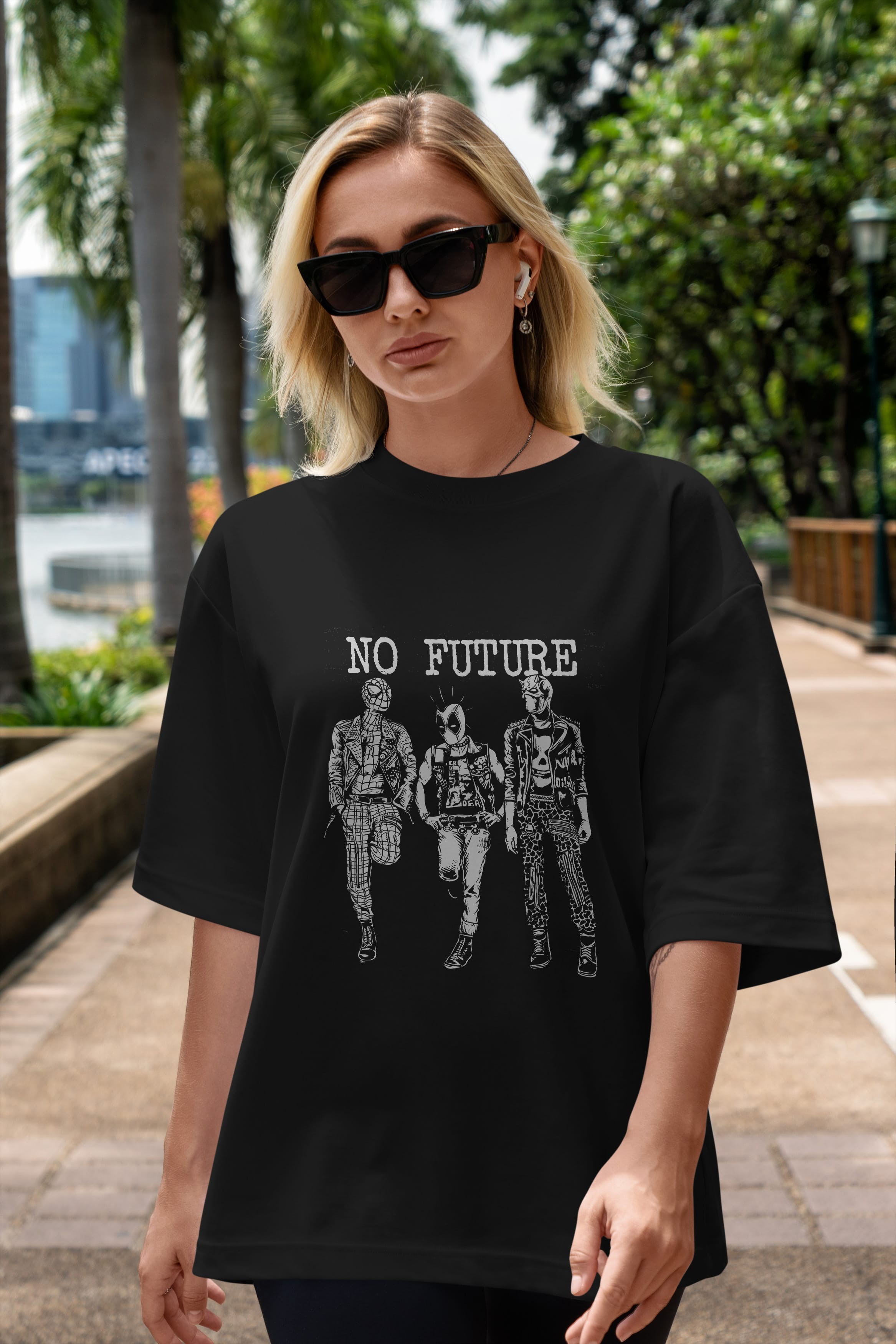 No Future Ön Baskılı Oversize t-shirt Erkek Kadın Unisex %100 Pamuk tişort