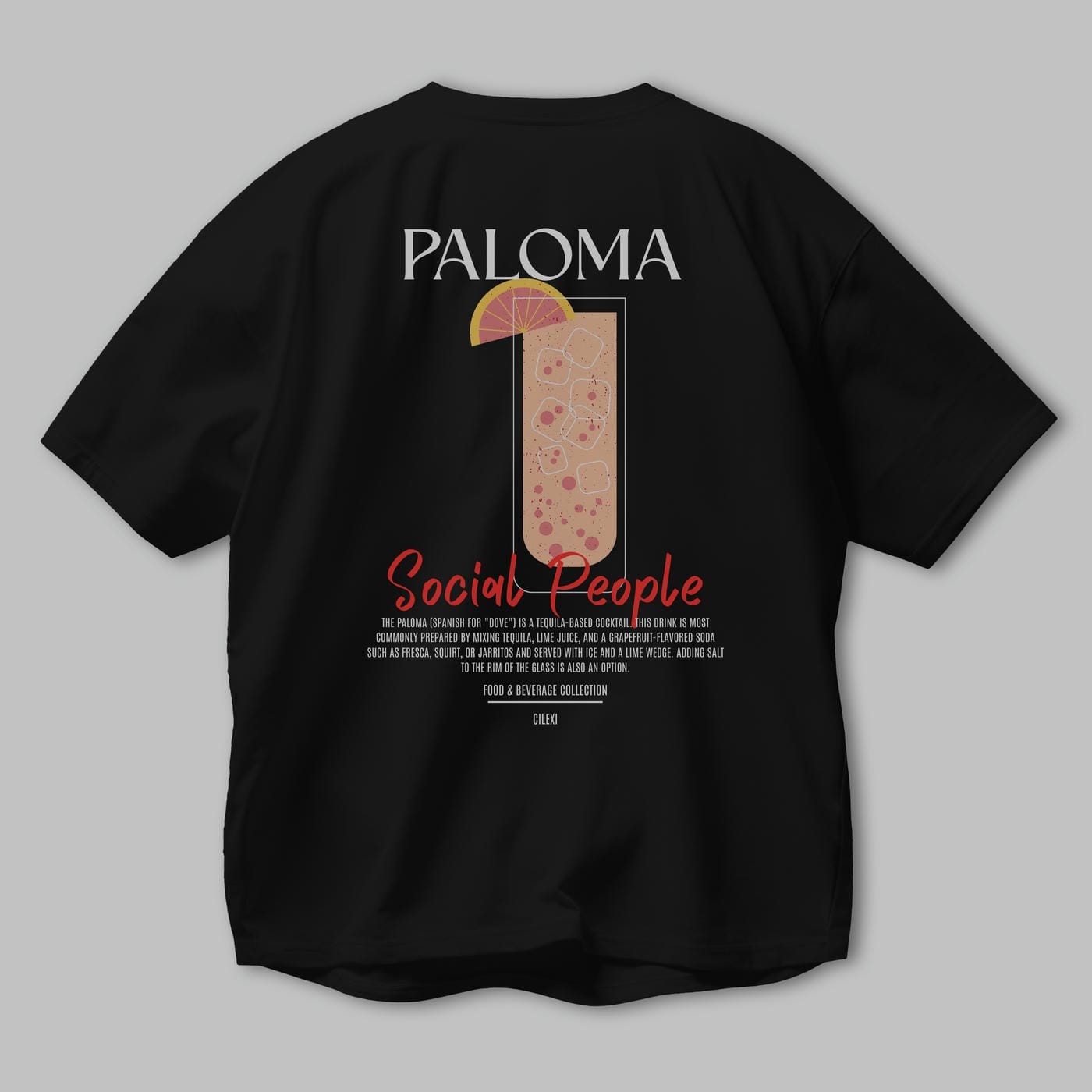 Paloma Kokteyl Serisi Baskılı Oversize t-shirt Erkek Kadın Unisex %100 Pamuk Bisiklet Yaka tişort
