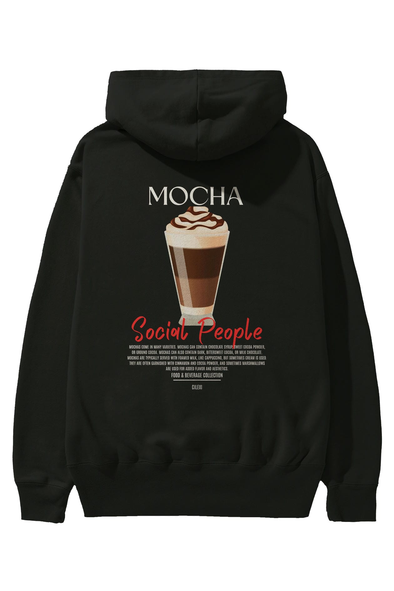 Mocha Kokteyl Arka Baskılı Hoodie Oversize Kapüşonlu Sweatshirt Erkek Kadın
