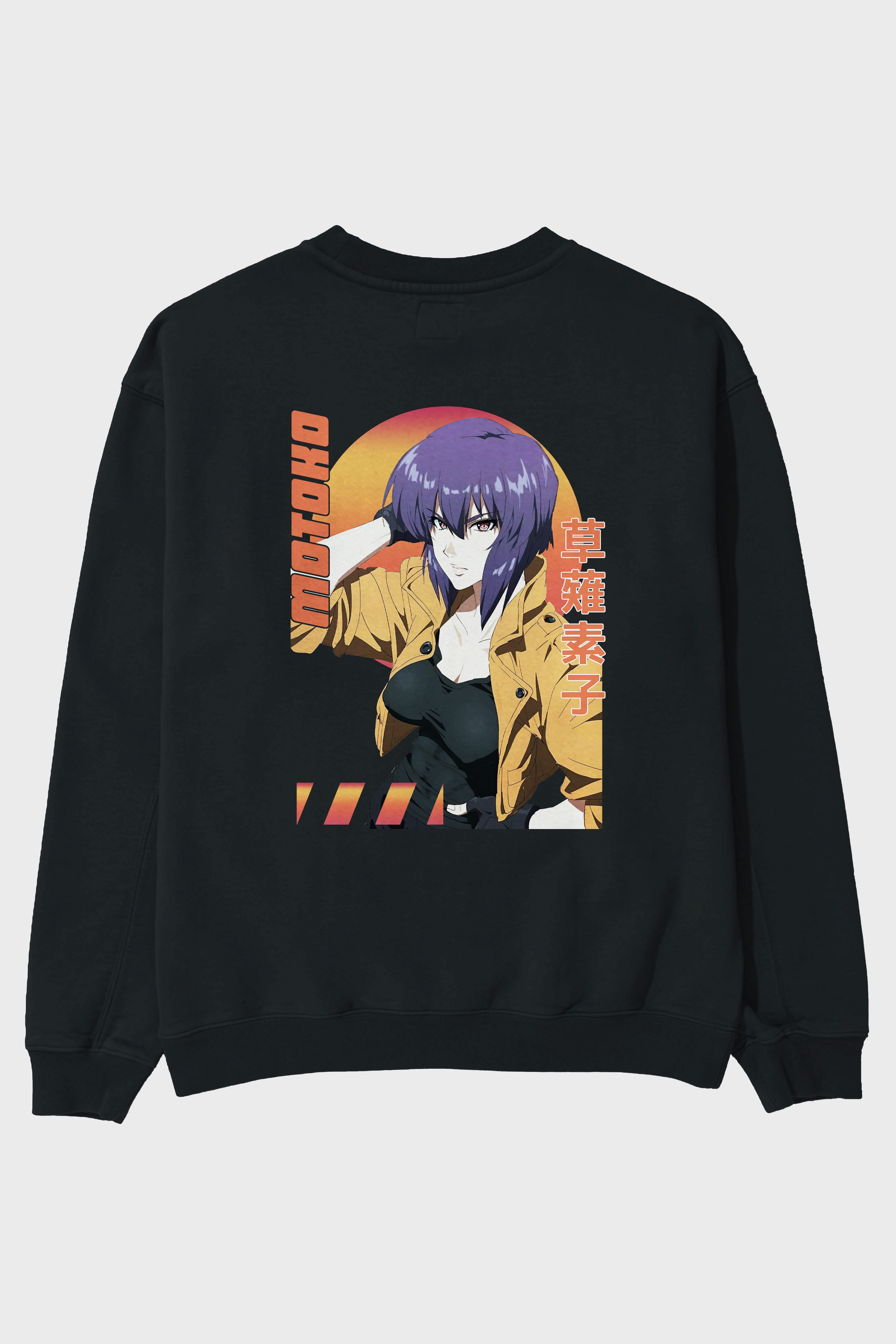 Motoko Kusanagi 9 Anime Arka Baskılı Oversize Sweatshirt Erkek Kadın Unisex
