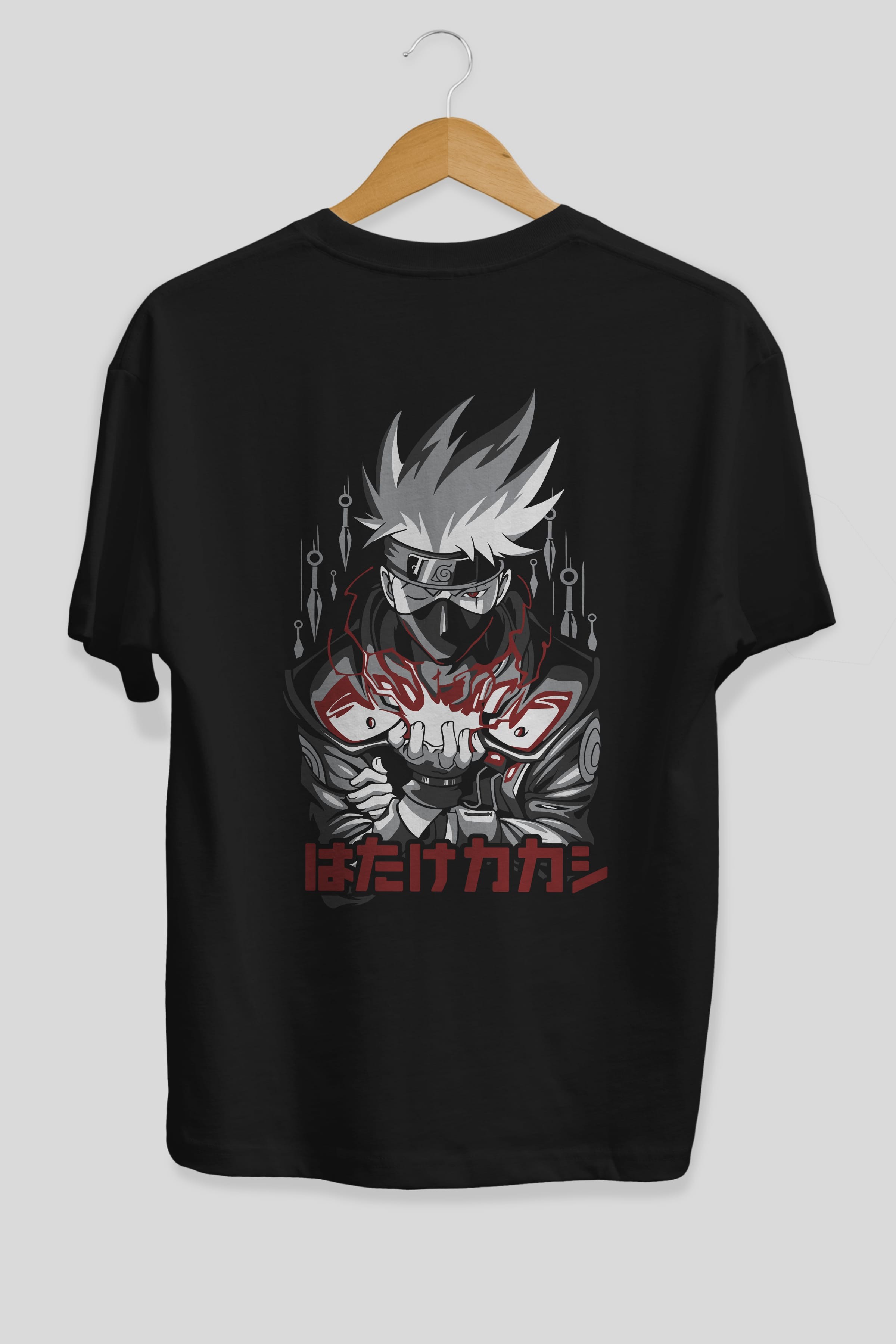 KAKASHI HATAKE NARUTO 1 Anime Arka Baskılı Oversize t-shirt Erkek Kadın Unisex