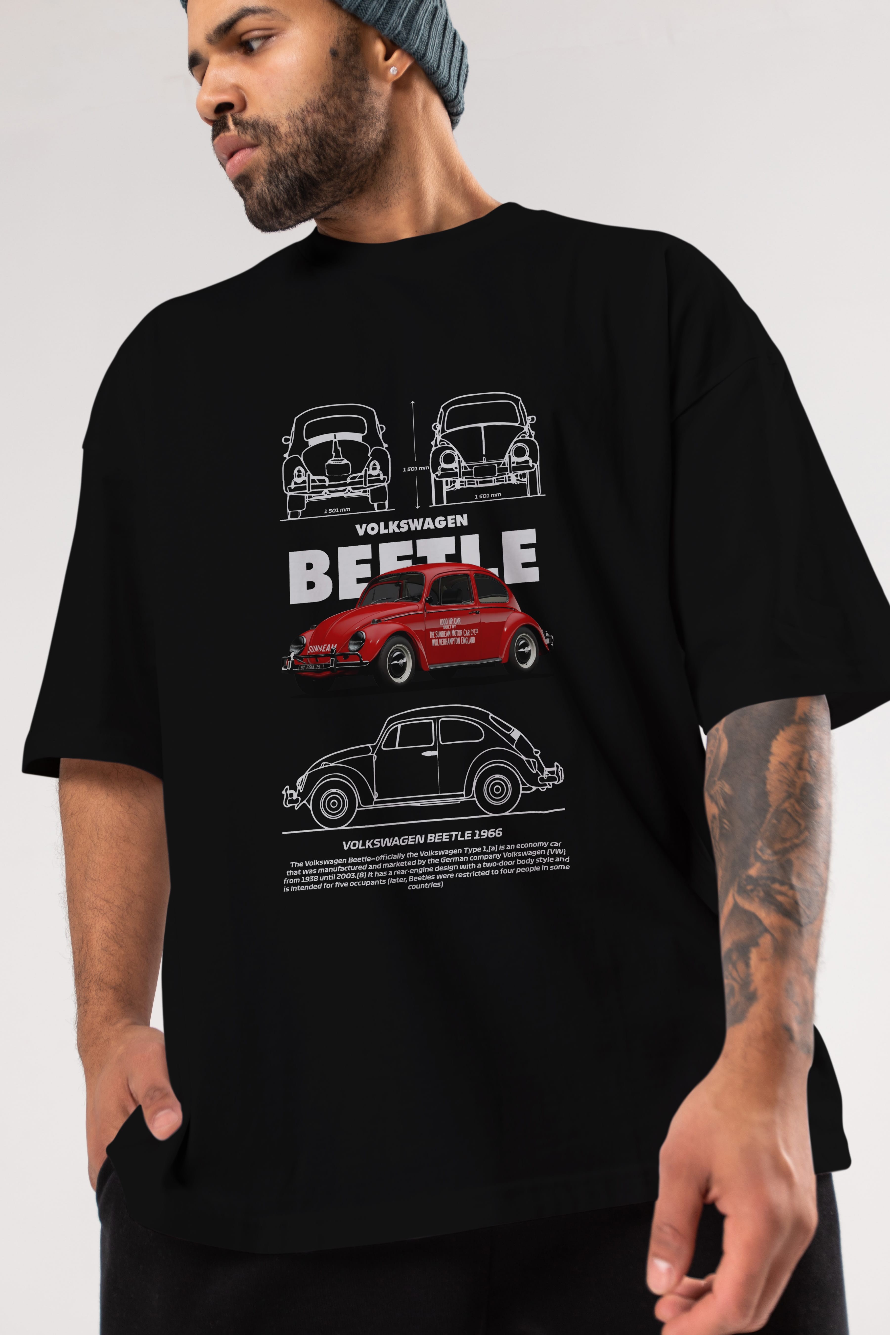 VOLKSWAGEN BEETLE Ön Baskılı Oversize t-shirt Erkek Kadın Unisex %100 Pamuk Bisiklet Yaka tişort