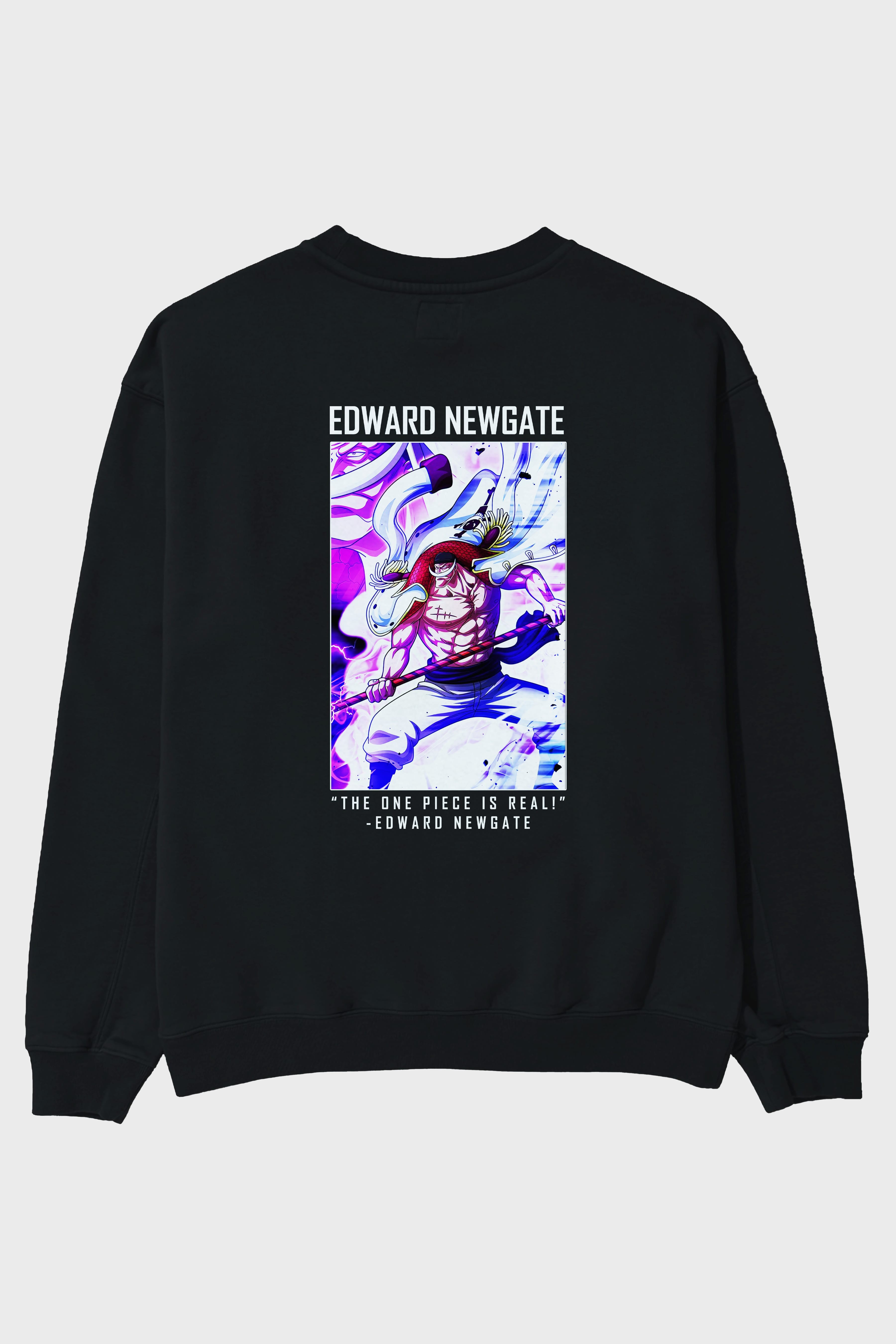 Edward Newgate Arka Baskılı Anime Oversize Sweatshirt Erkek Kadın Unisex
