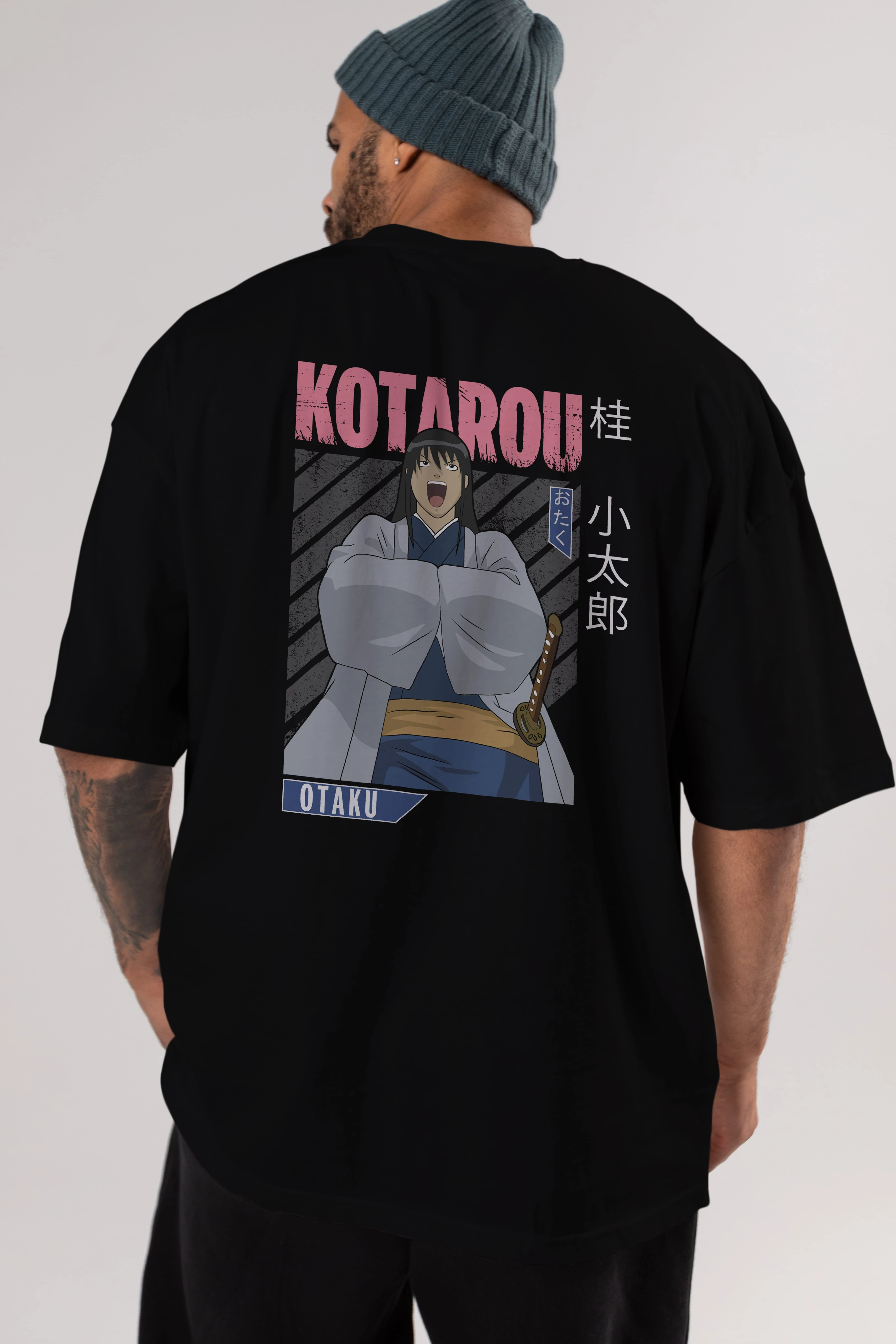 Kotarou Katsura GINTAMA 1 Anime Arka Baskılı Oversize t-shirt Erkek Kadın Unisex