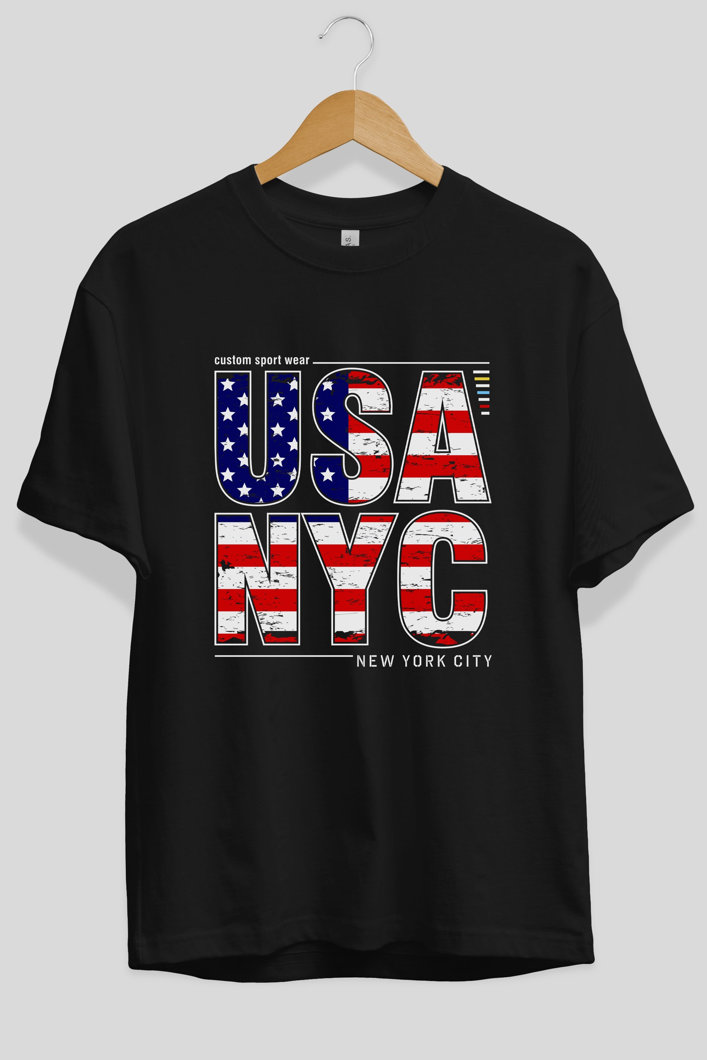 Usa NYC Ön Baskılı Oversize t-shirt Erkek Kadın Unisex