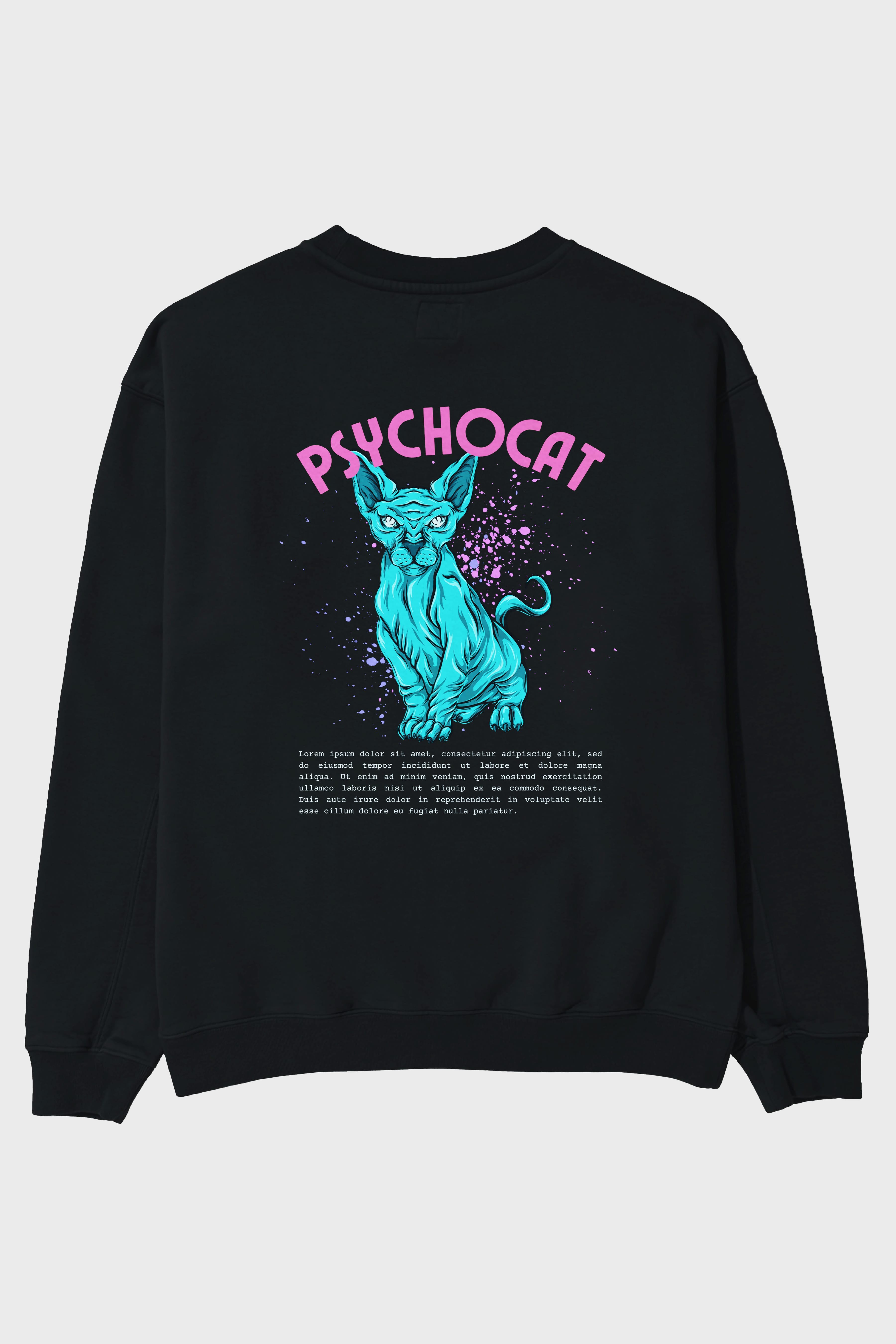 Psychocat Arka Baskılı Oversize Sweatshirt Erkek Kadın Unisex