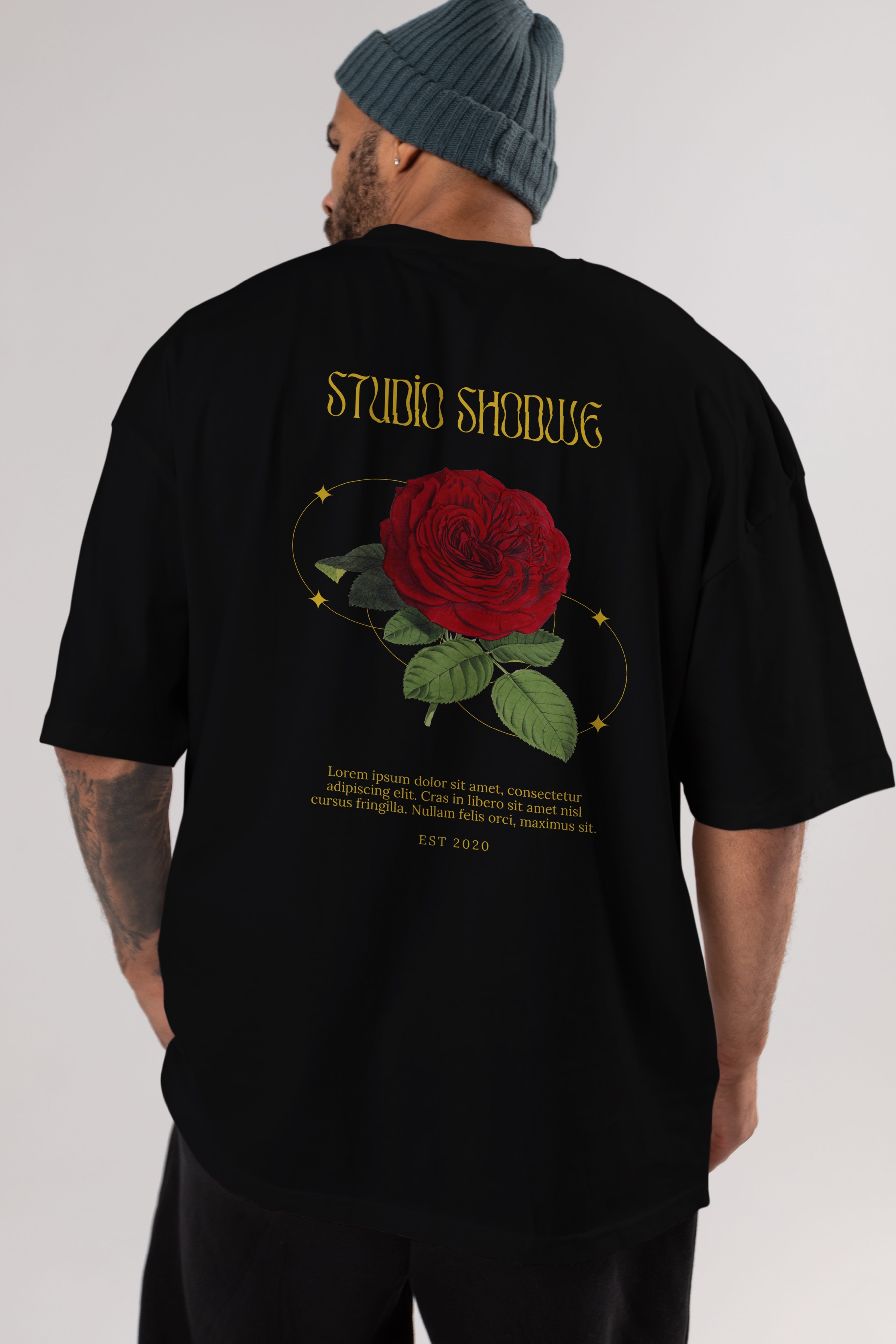 Studio Shodwe Rose Arka Baskılı Oversize t-shirt Erkek Kadın Unisex