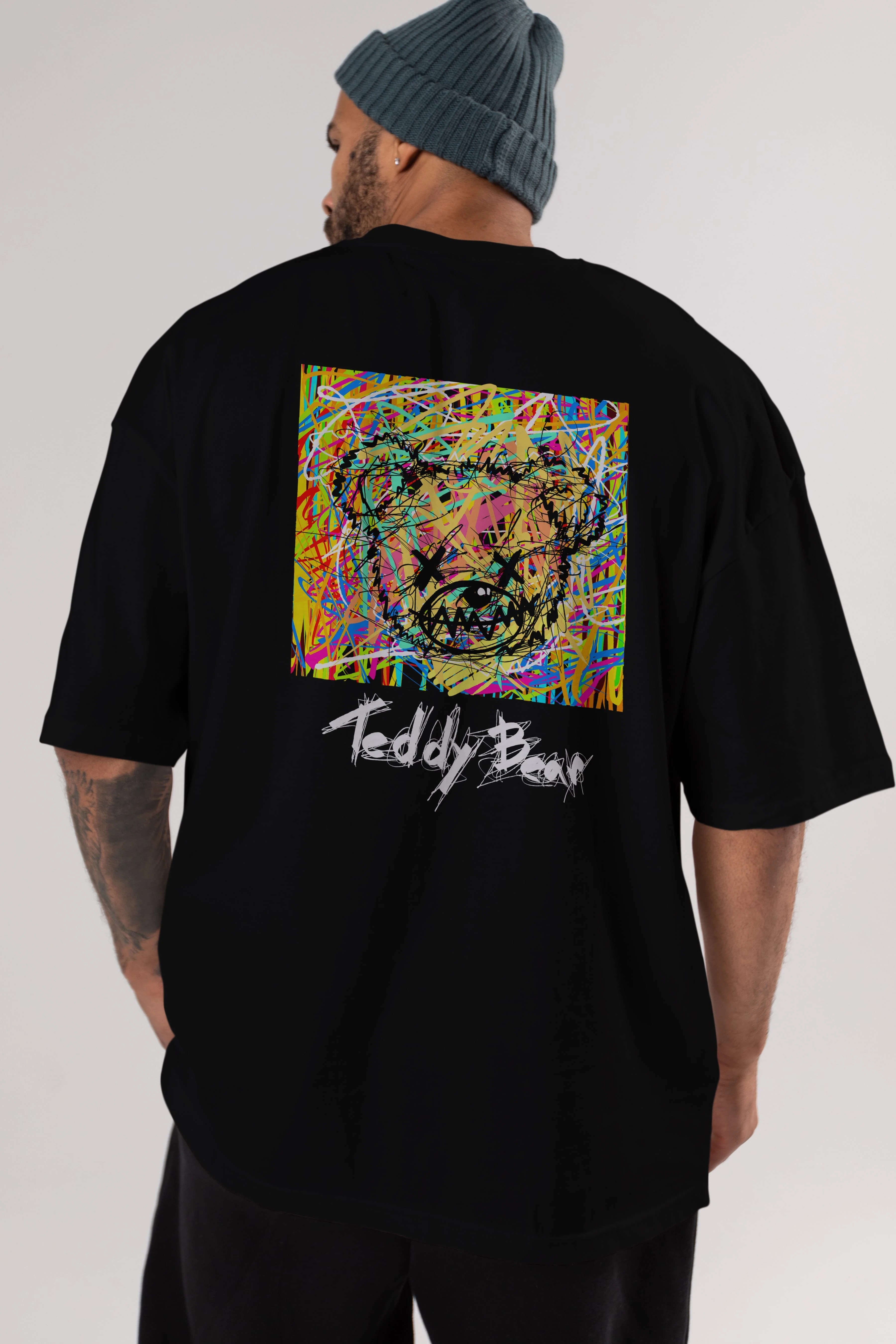 Teddy Bear 3 Arka Baskılı Oversize t-shirt Erkek Kadın Unisex