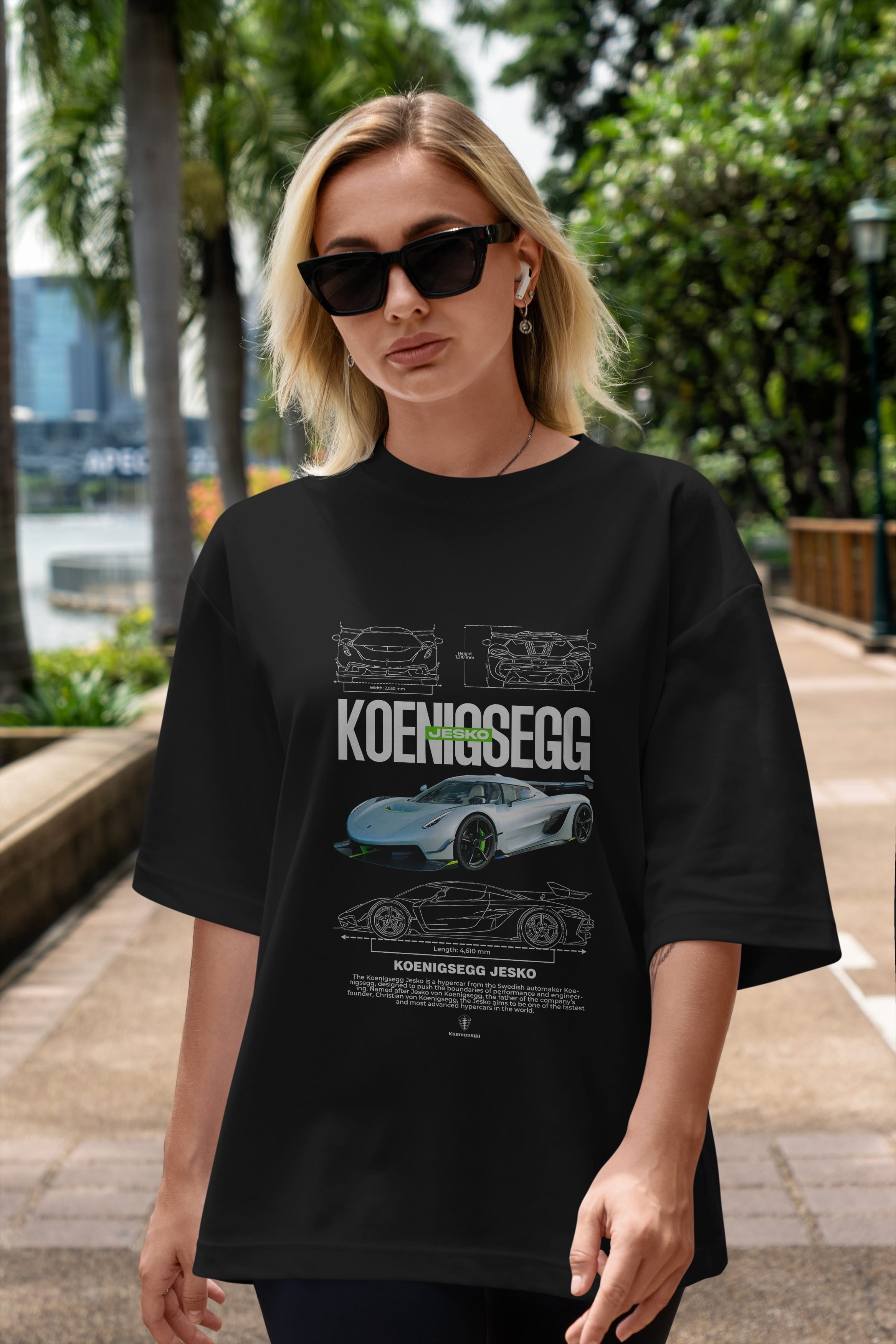 KOENIGSEGG JESKO Ön Baskılı Oversize t-shirt Erkek Kadın Unisex %100 Pamuk Bisiklet Yaka tişort