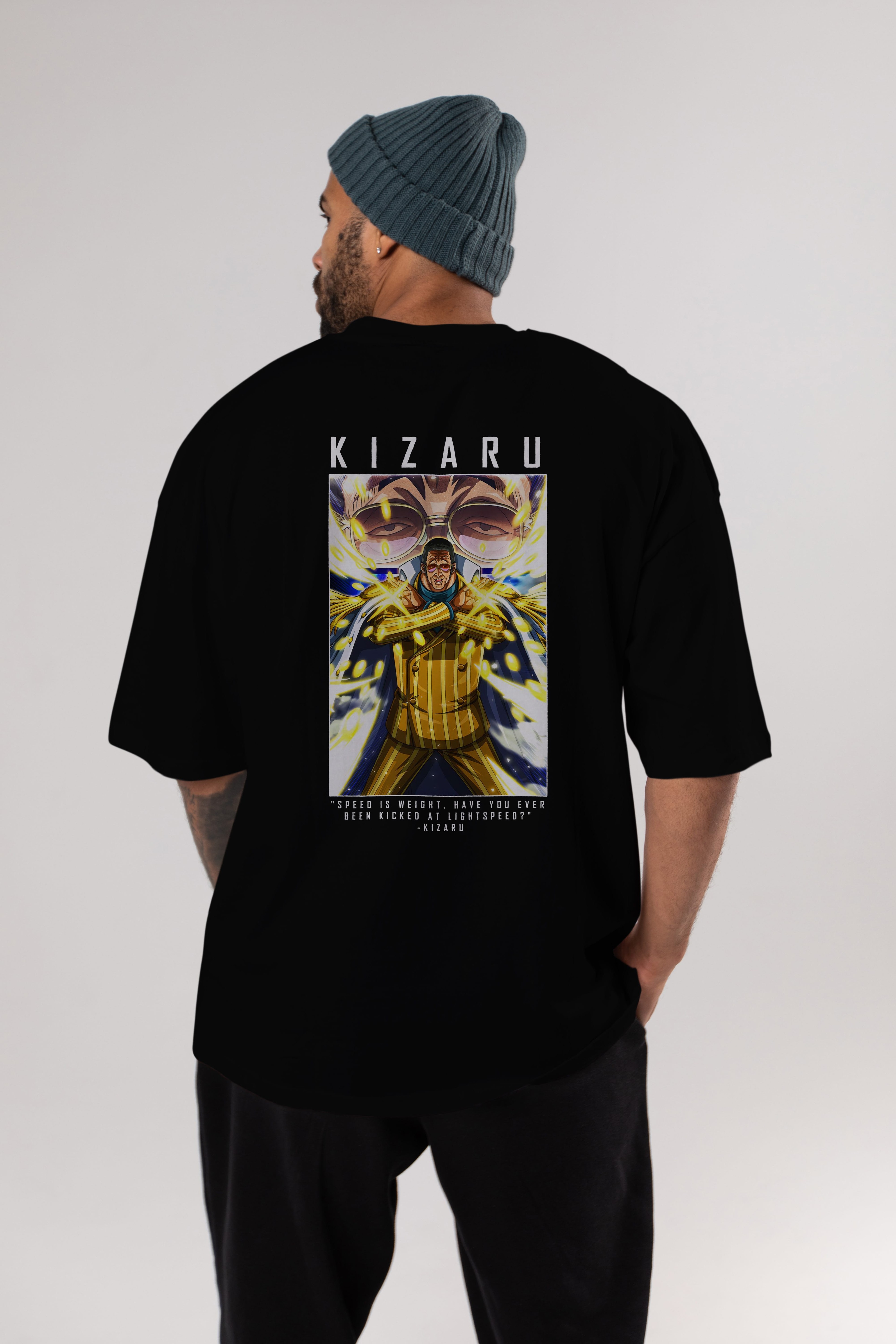 Kizaru Anime Arka Baskılı Oversize t-shirt Erkek Kadın Unisex %100 pamuk tişort