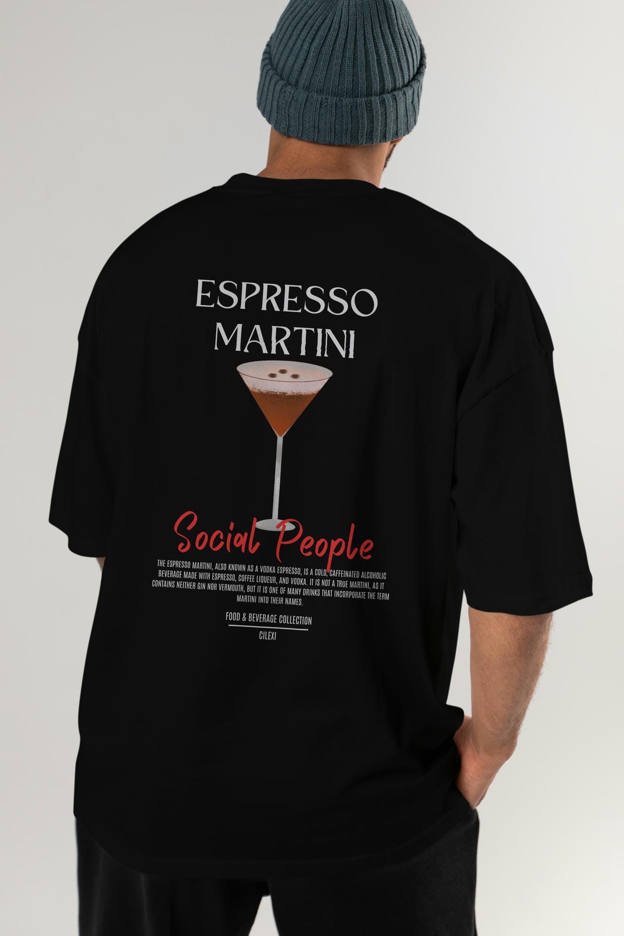 Espresso Martını Kokteyl Serisi Baskılı Oversize t-shirt Erkek Kadın Unisex %100 Pamuk Bisiklet Yaka tişort