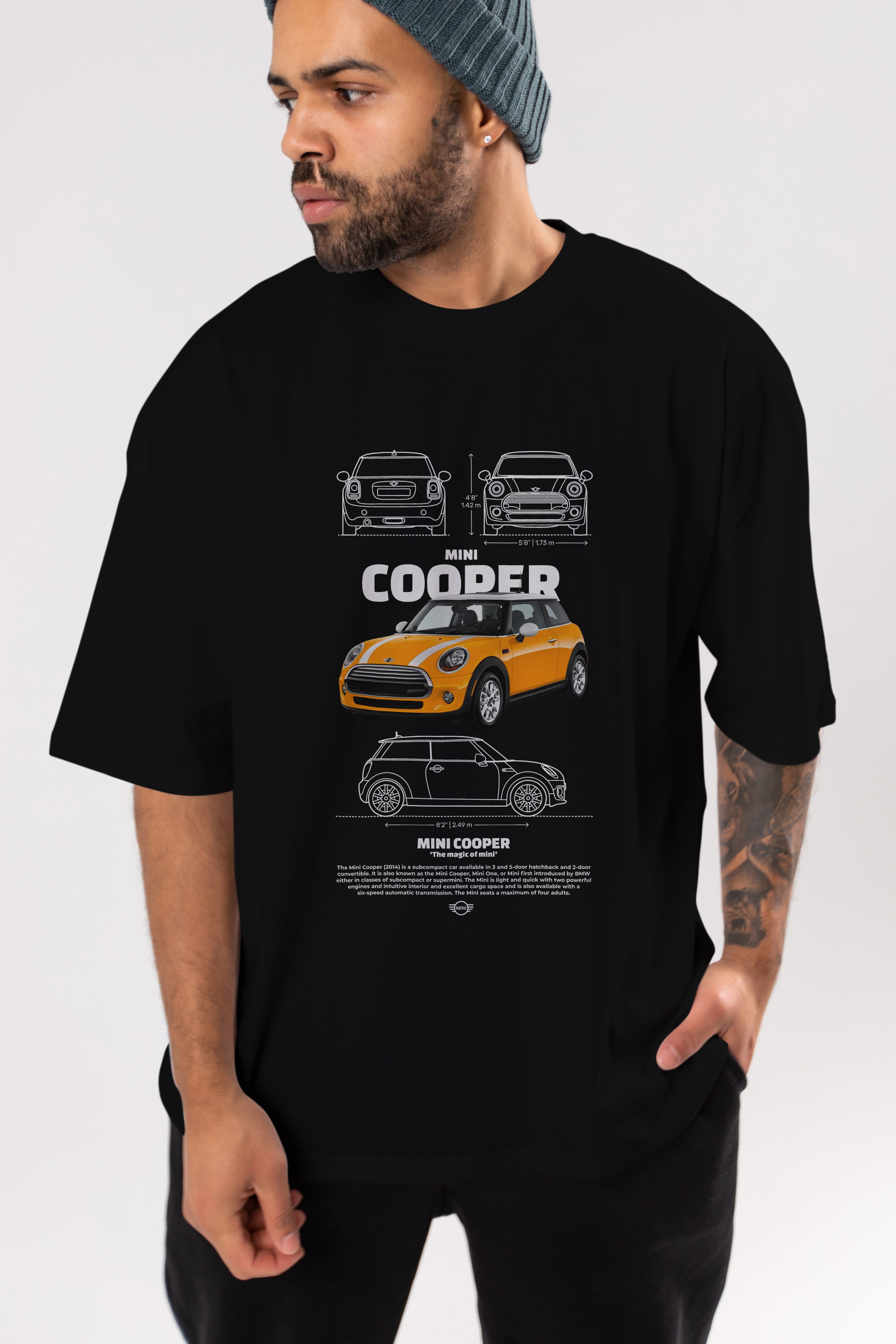 MINI COOPER 1 Ön Baskılı Oversize t-shirt Erkek Kadın Unisex %100 Pamuk Bisiklet Yaka tişort