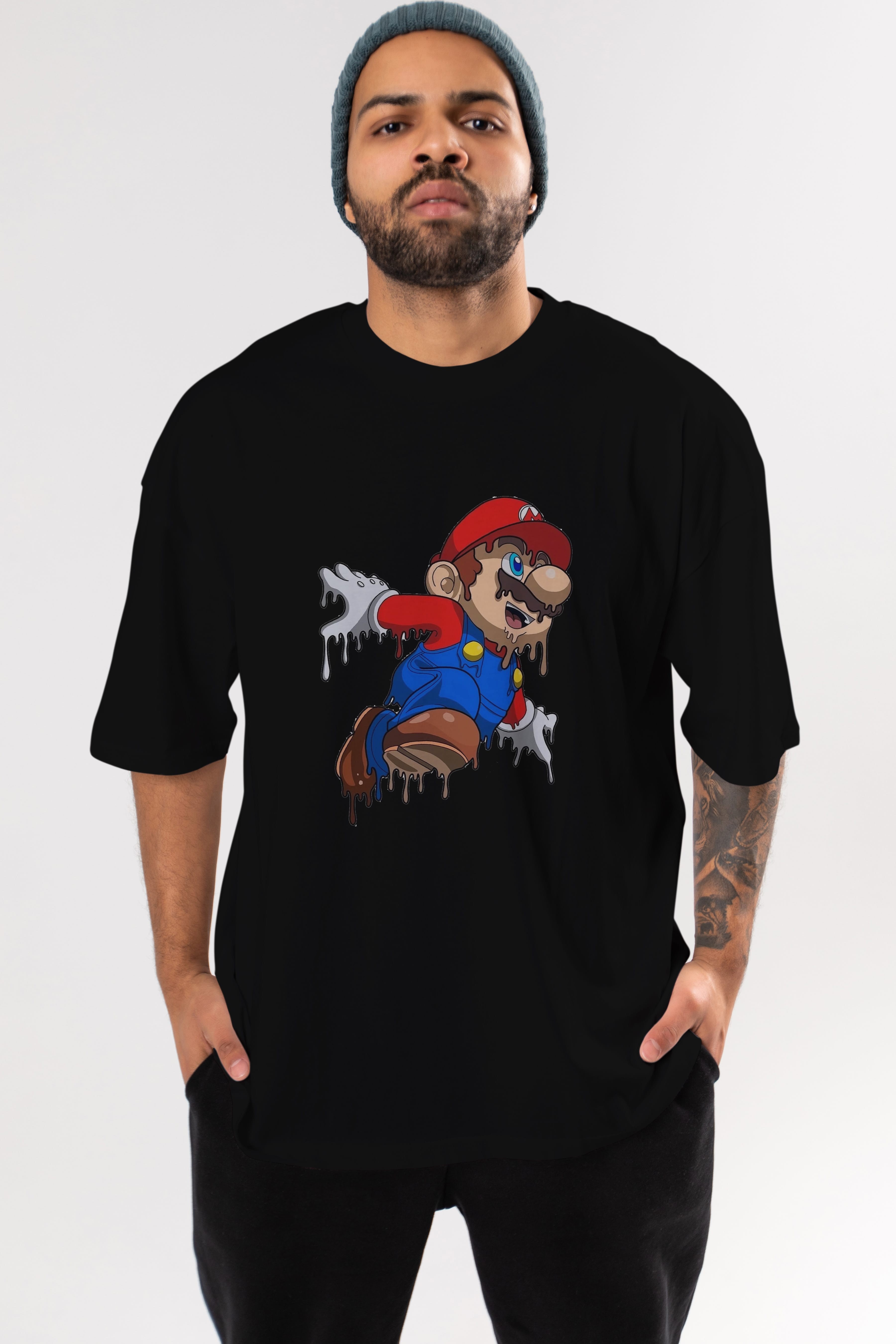 Super Mario 3 Ön Baskılı Oversize t-shirt Erkek Kadın Unisex %100 Pamuk Bisiklet Yaka tişort