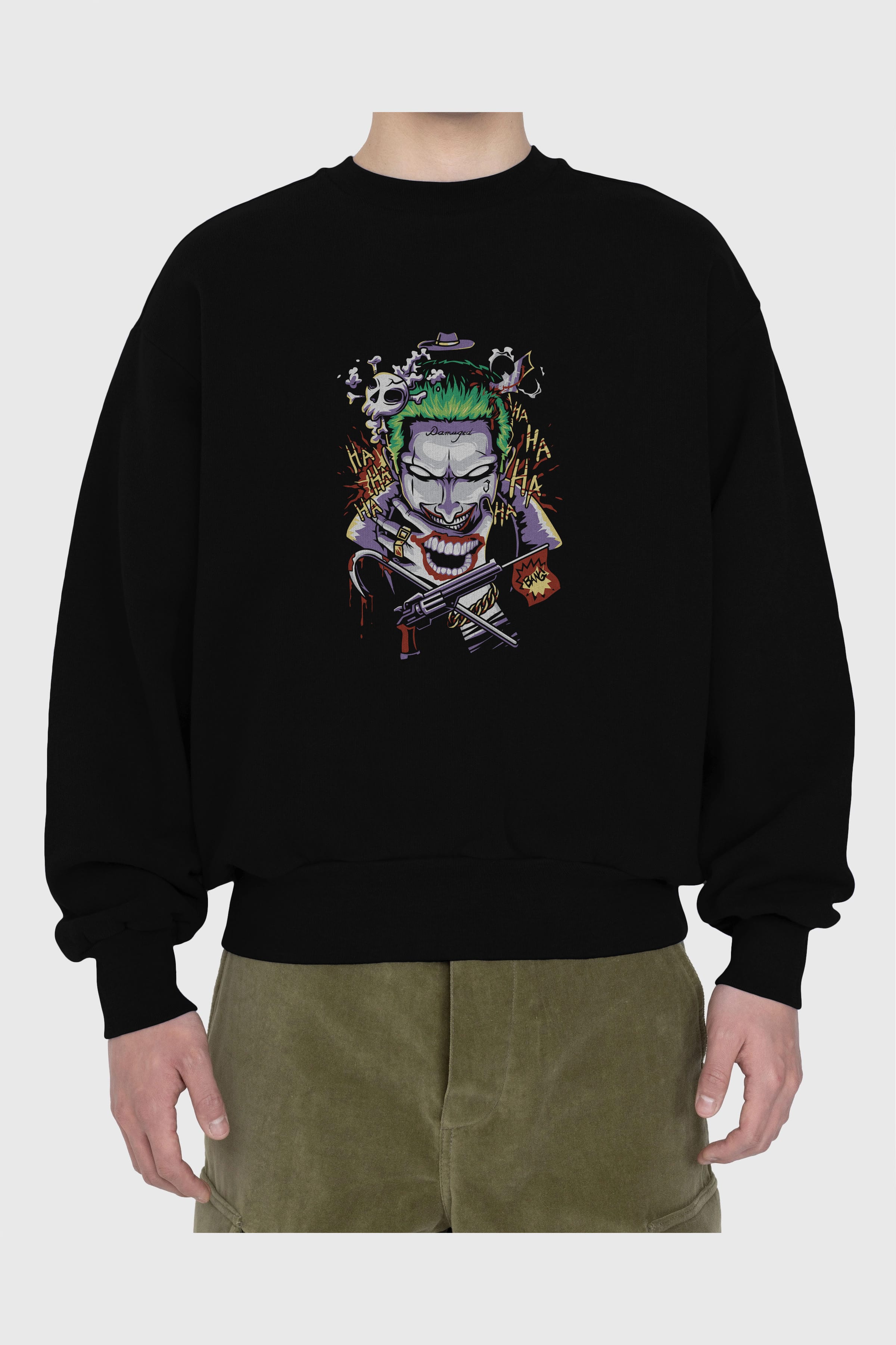 Joker Ön Baskılı Oversize Sweatshirt Erkek Kadın Unisex