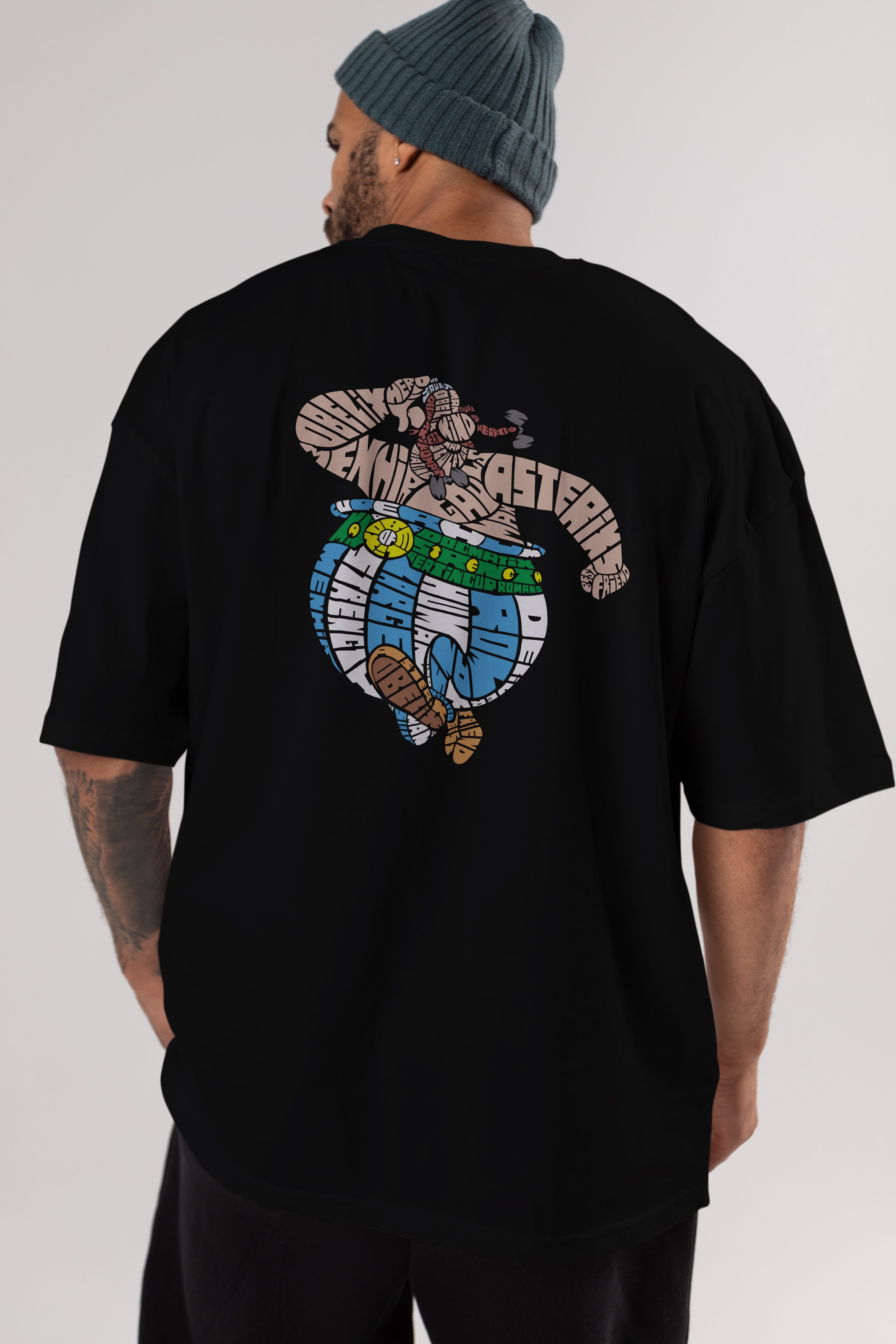 Obelix Arka Baskılı Oversize t-shirt %100 pamuk Erkek Kadın Unisex