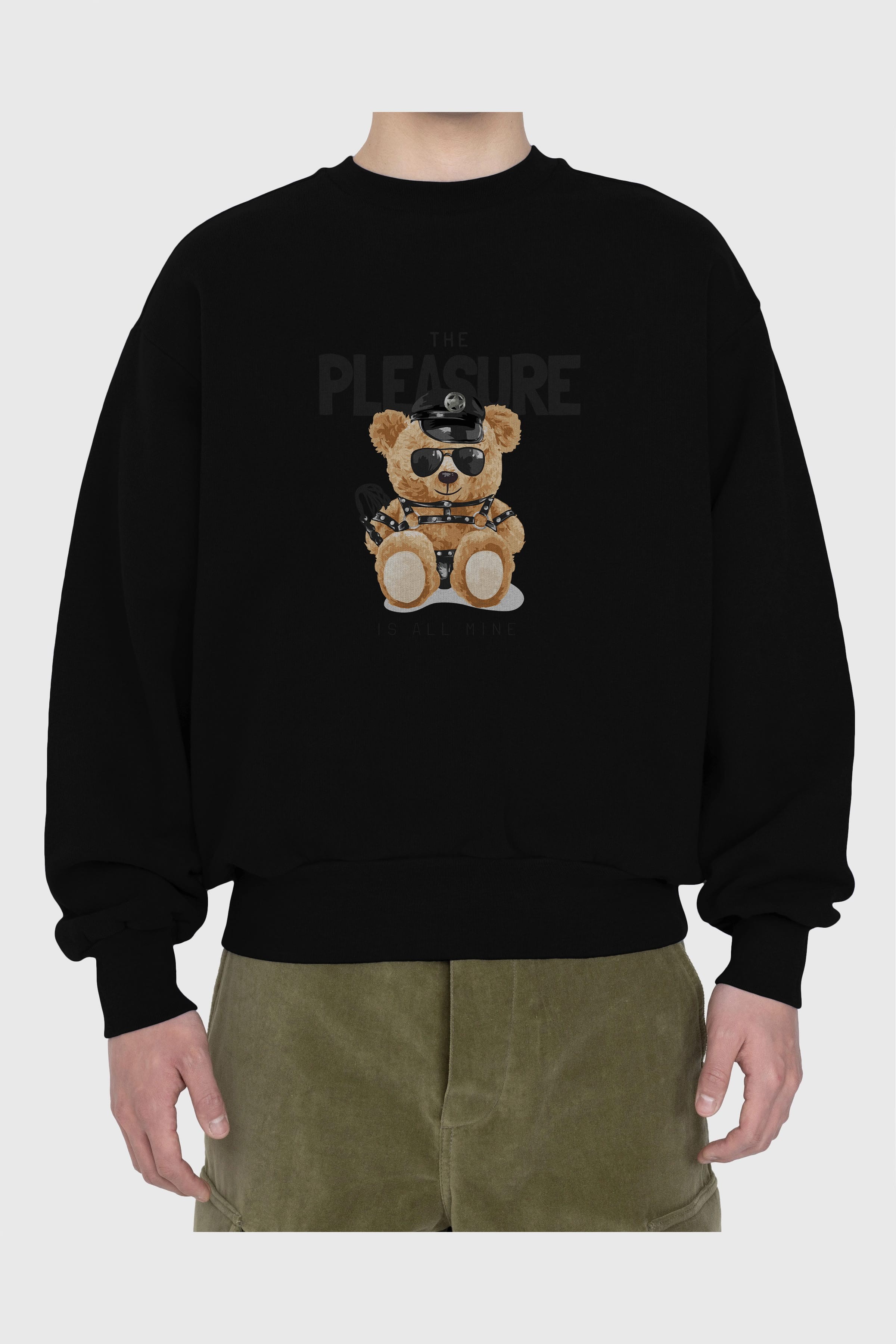 Teddy Bear The Pleasure Ön Baskılı Oversize Sweatshirt Erkek Kadın Unisex