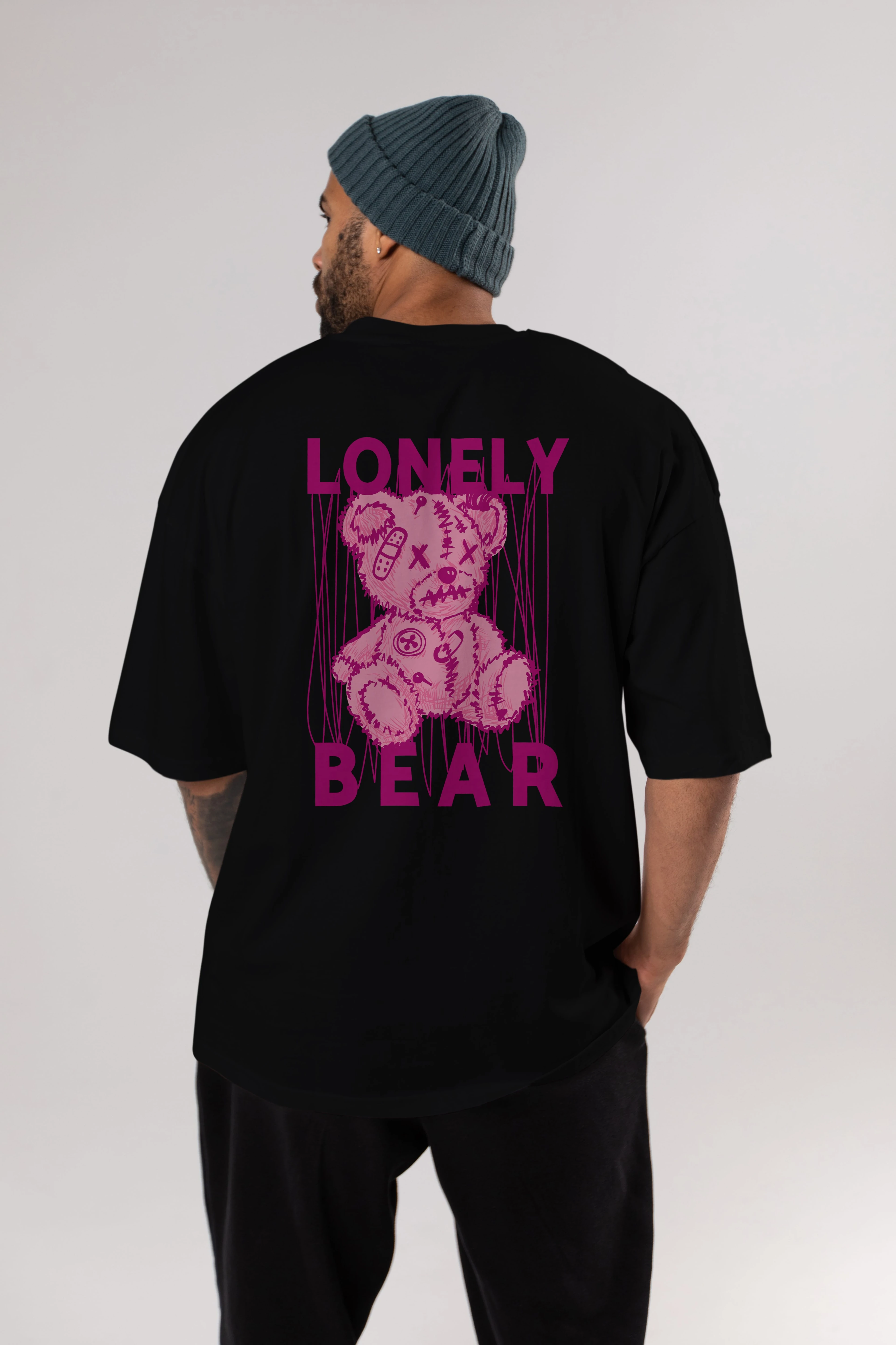 Lonely Bear Arka Baskılı Oversize t-shirt Erkek Kadın Unisex