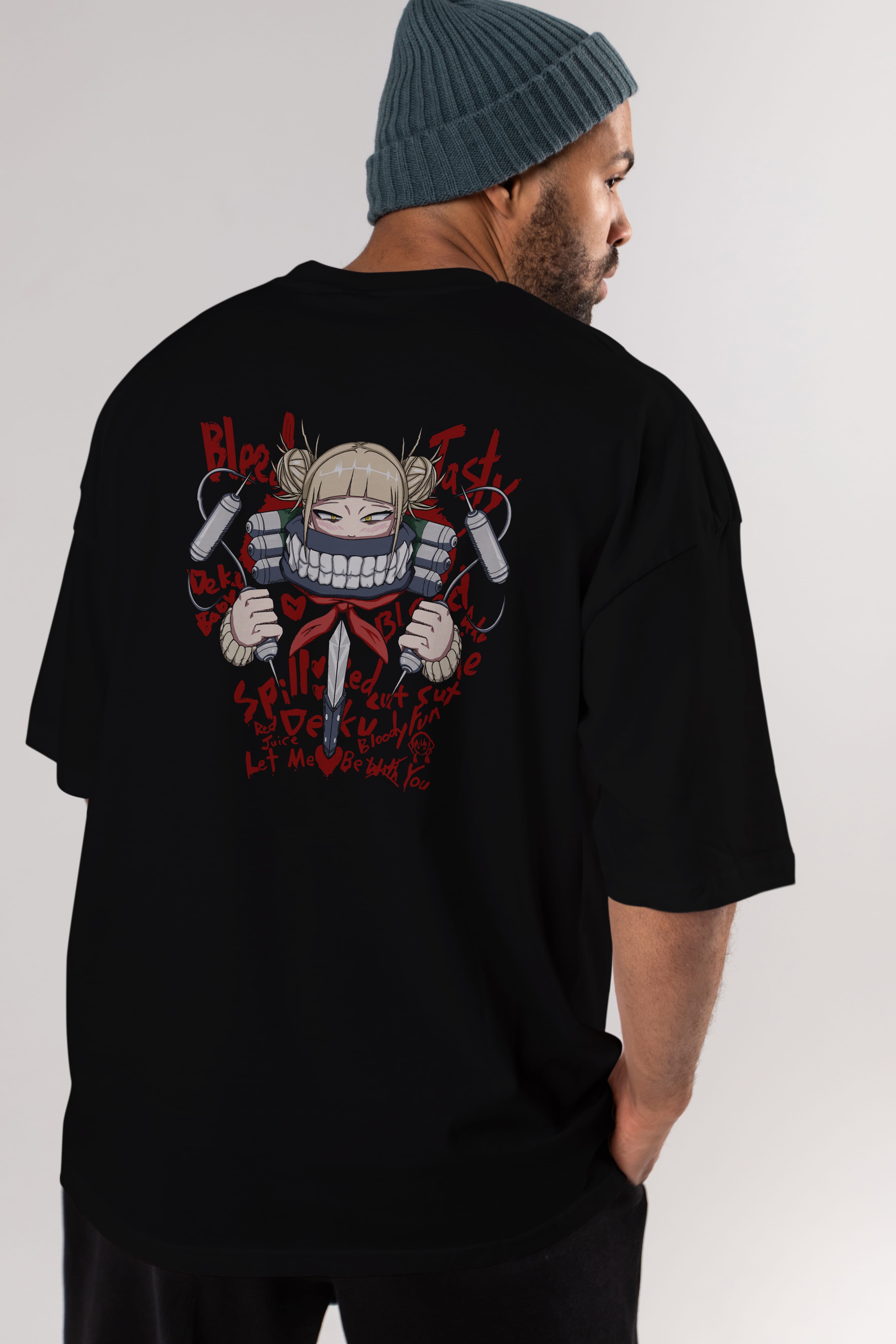 Himiko Toga 1 Anime Arka Baskılı Oversize t-shirt Erkek Kadın Unisex