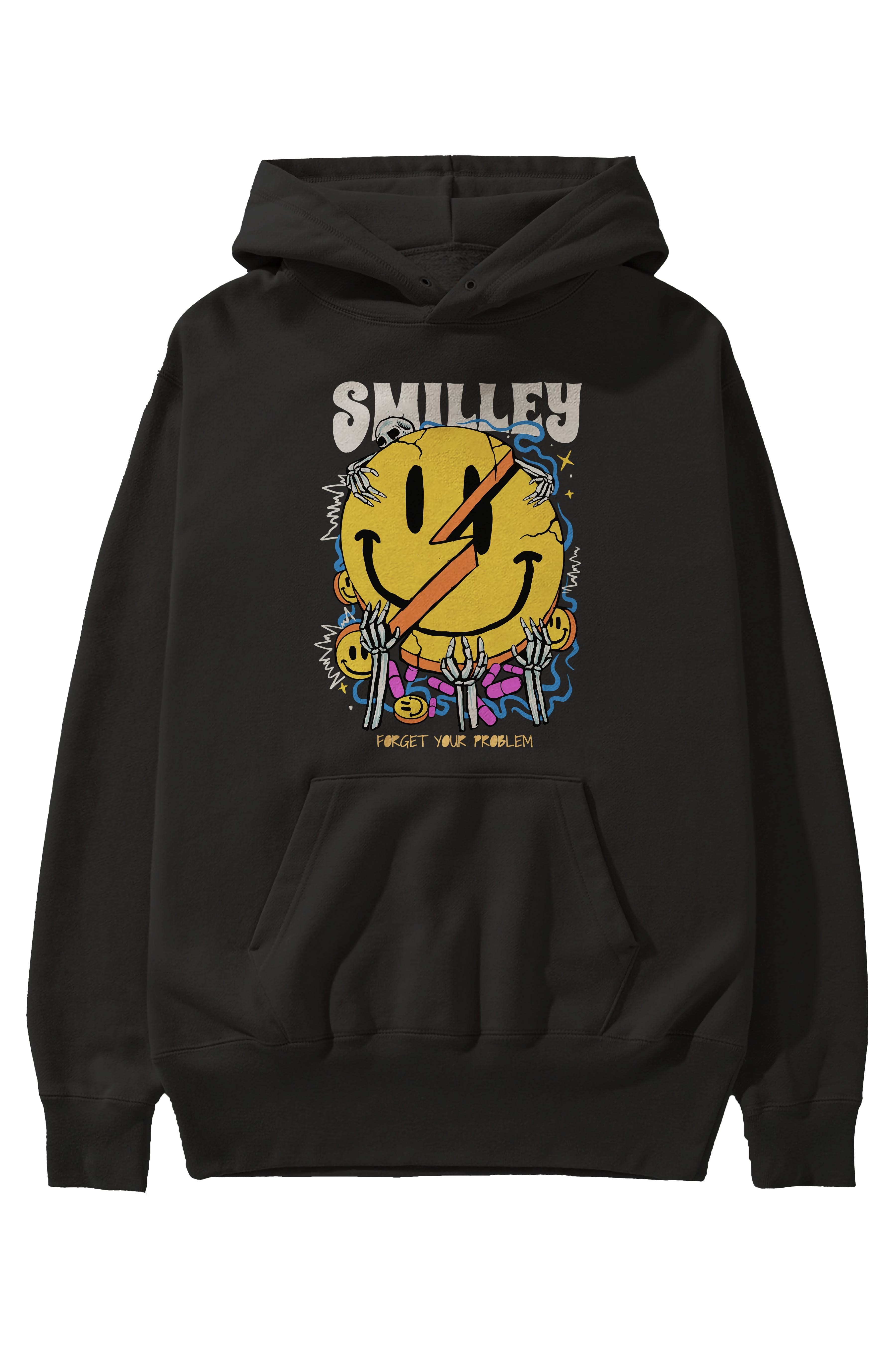 Smilley Streetwear Ön Baskılı Hoodie Oversize Kapüşonlu Sweatshirt Erkek Kadın Unisex