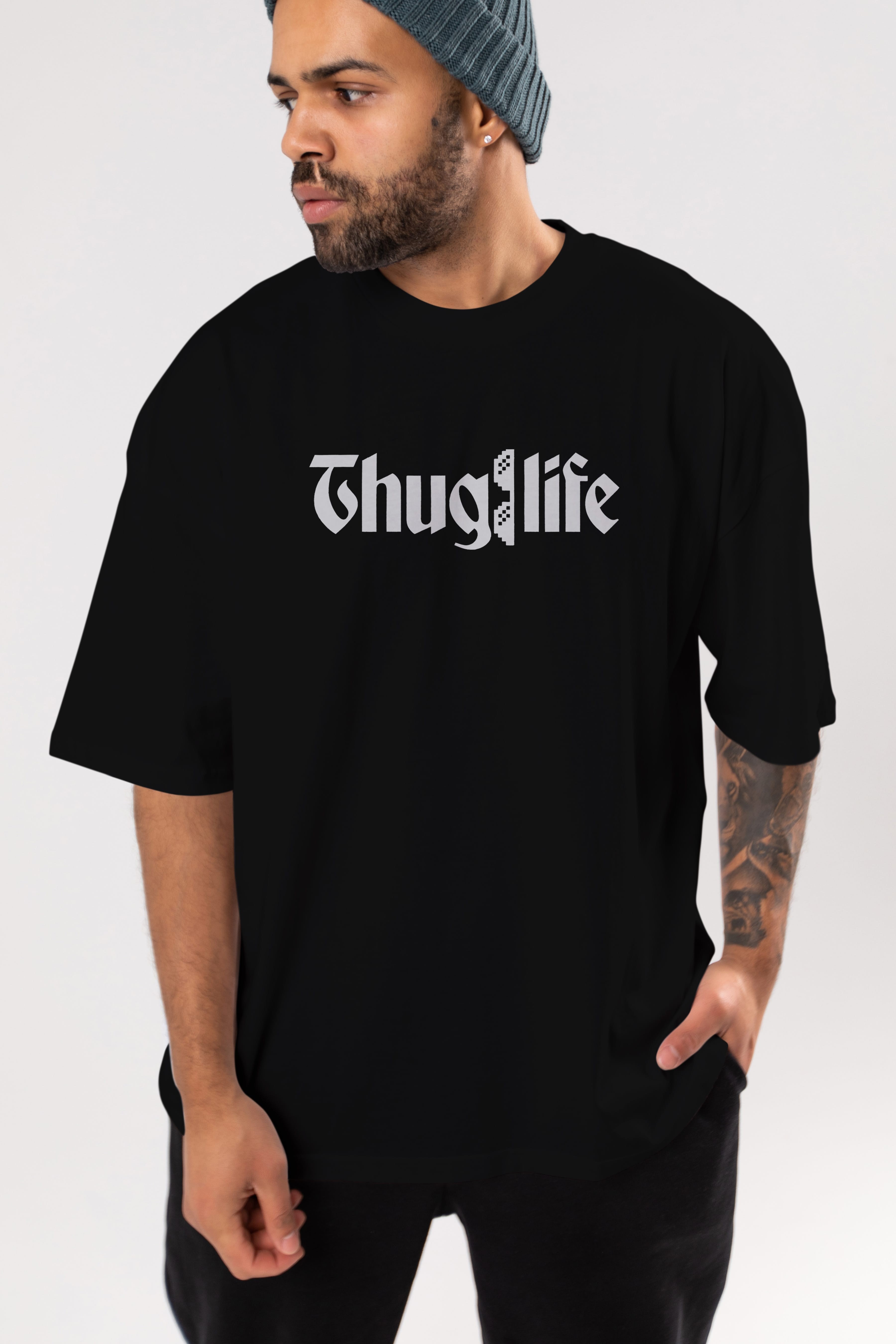 Thuglife Ön Baskılı Oversize t-shirt %100 pamuk Erkek Kadın Unisex