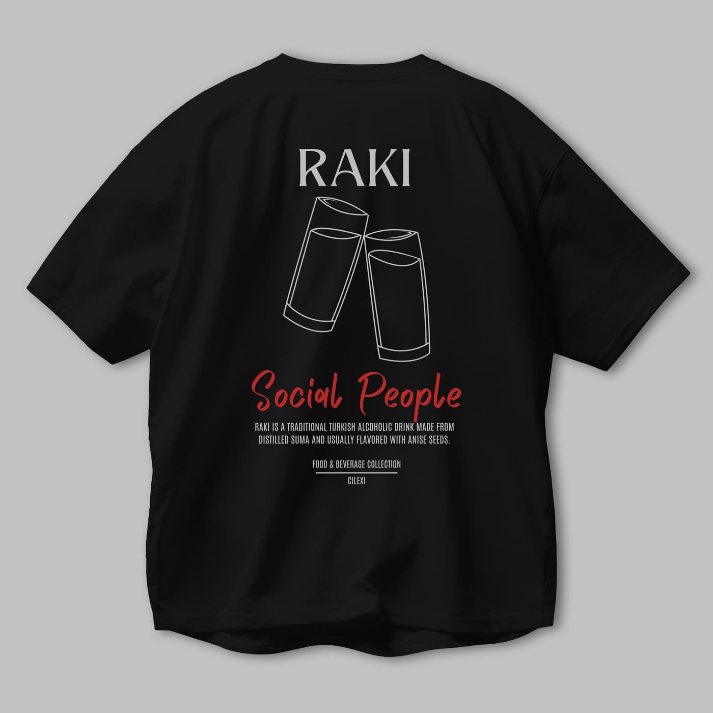 Rakı Kokteyl Serisi Baskılı Oversize t-shirt Erkek Kadın Unisex %100 Pamuk Bisiklet Yaka tişort