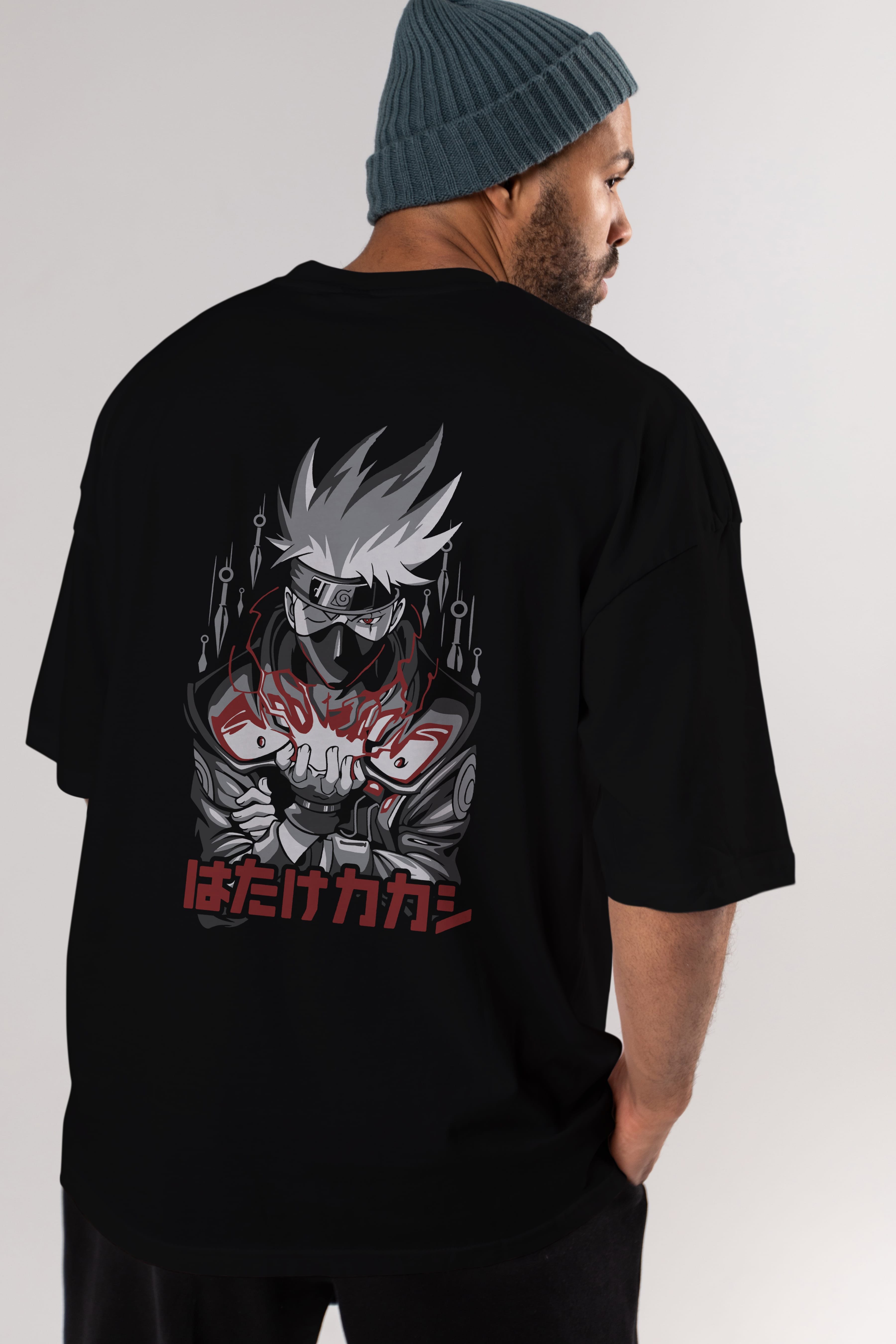 KAKASHI HATAKE NARUTO 1 Anime Arka Baskılı Oversize t-shirt Erkek Kadın Unisex
