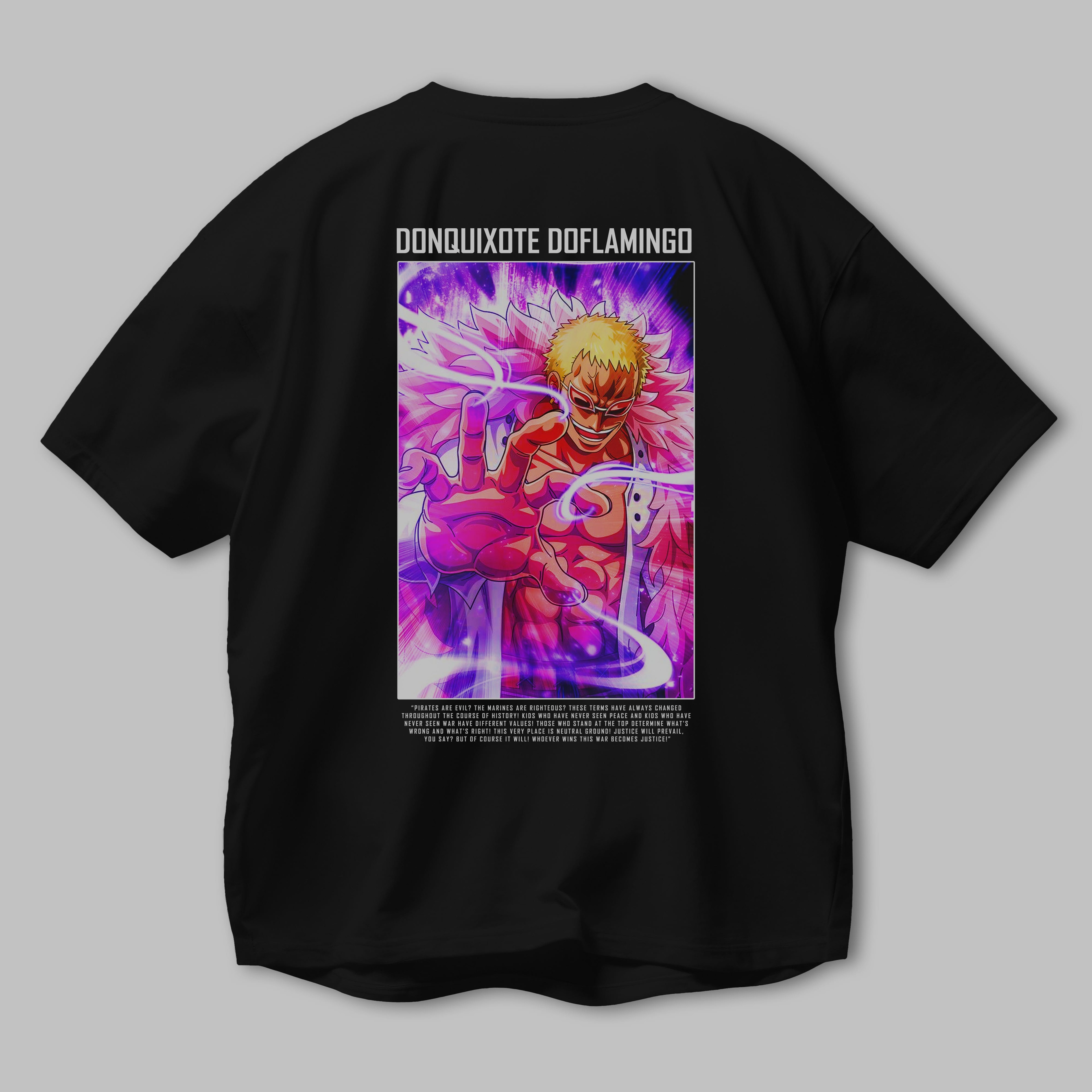 Doflamingo Anime Arka Baskılı Oversize t-shirt Erkek Kadın Unisex %100 pamuk tişort