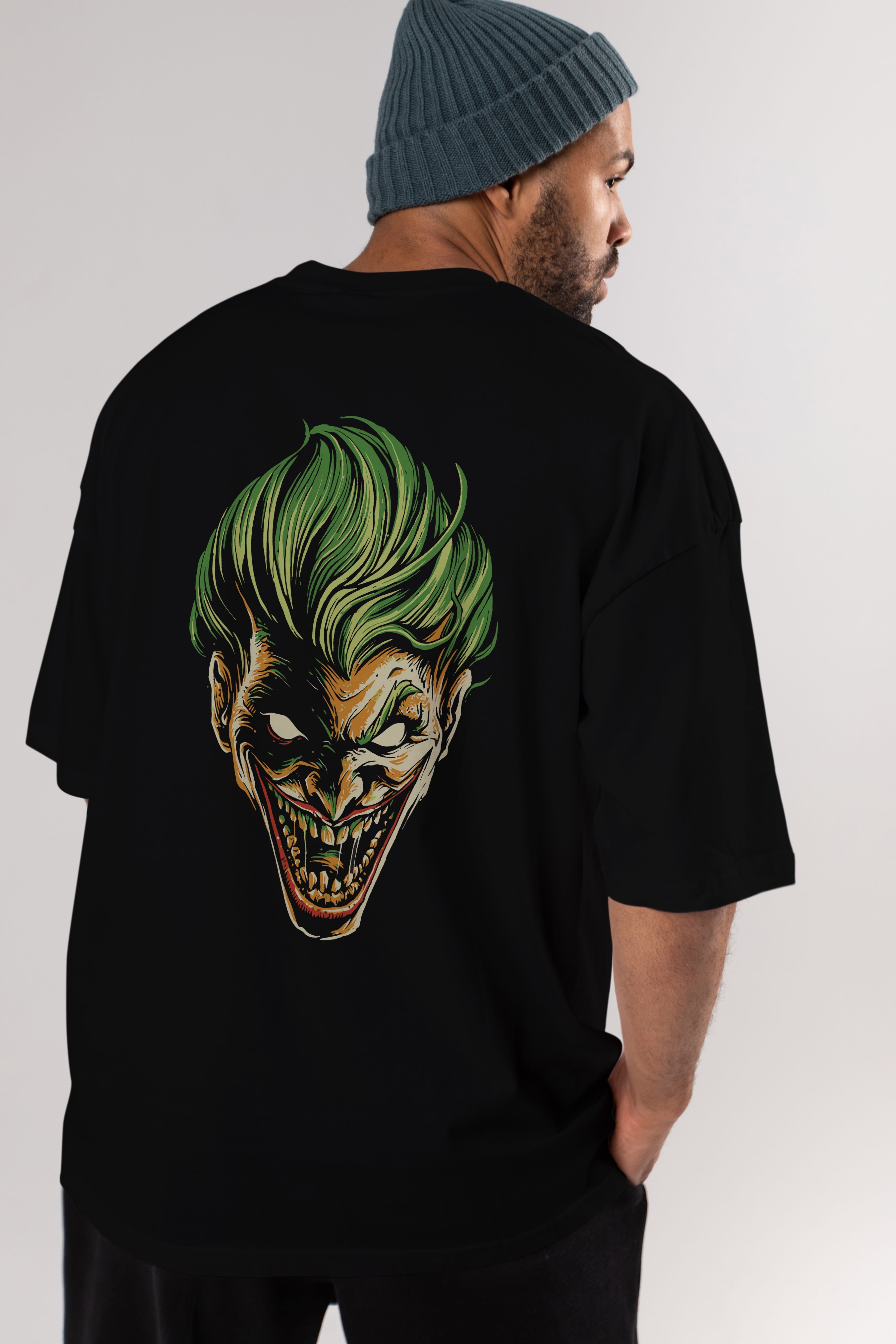 Joker (3) Arka Baskılı Oversize t-shirt Erkek Kadın Unisex %100 Pamuk Bisiklet Yaka tişort