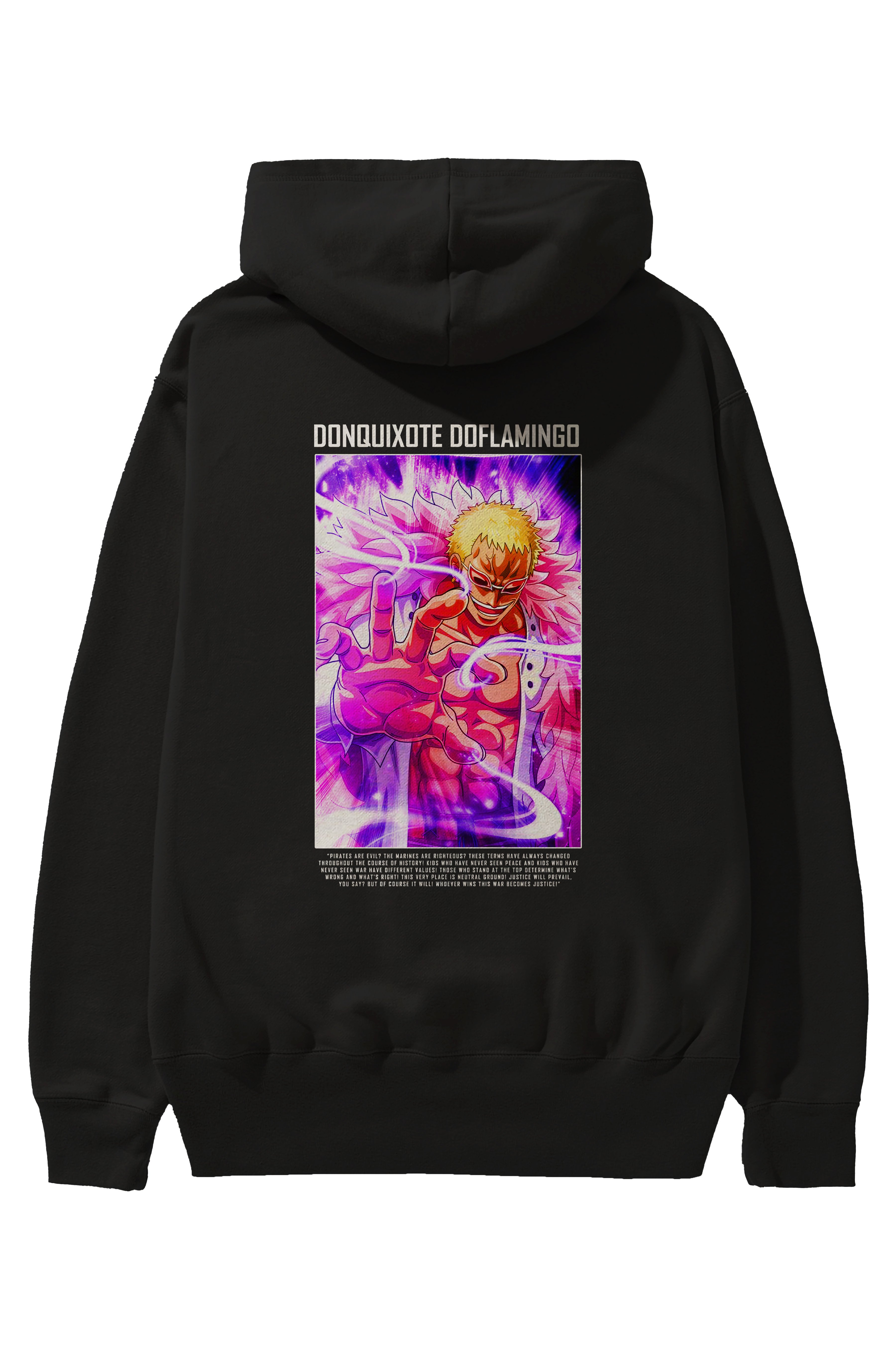 Doflamingo Anime Arka Baskılı Hoodie Oversize Kapüşonlu Sweatshirt Erkek Kadın Unisex