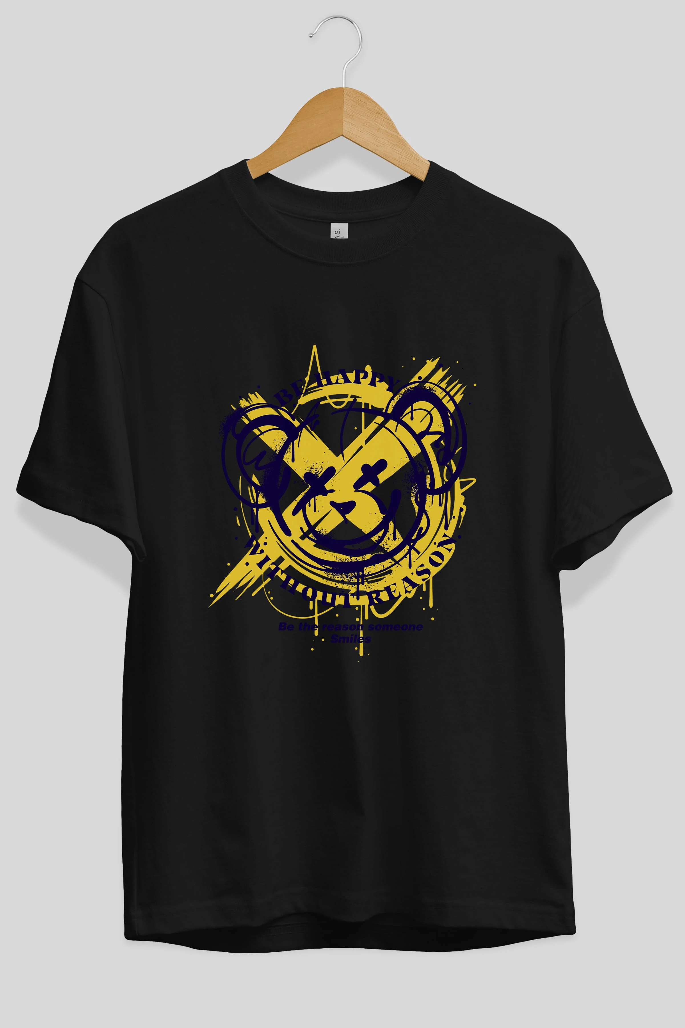 Be Happy Bear 2 Ön Baskılı Oversize t-shirt Erkek Kadın Unisex