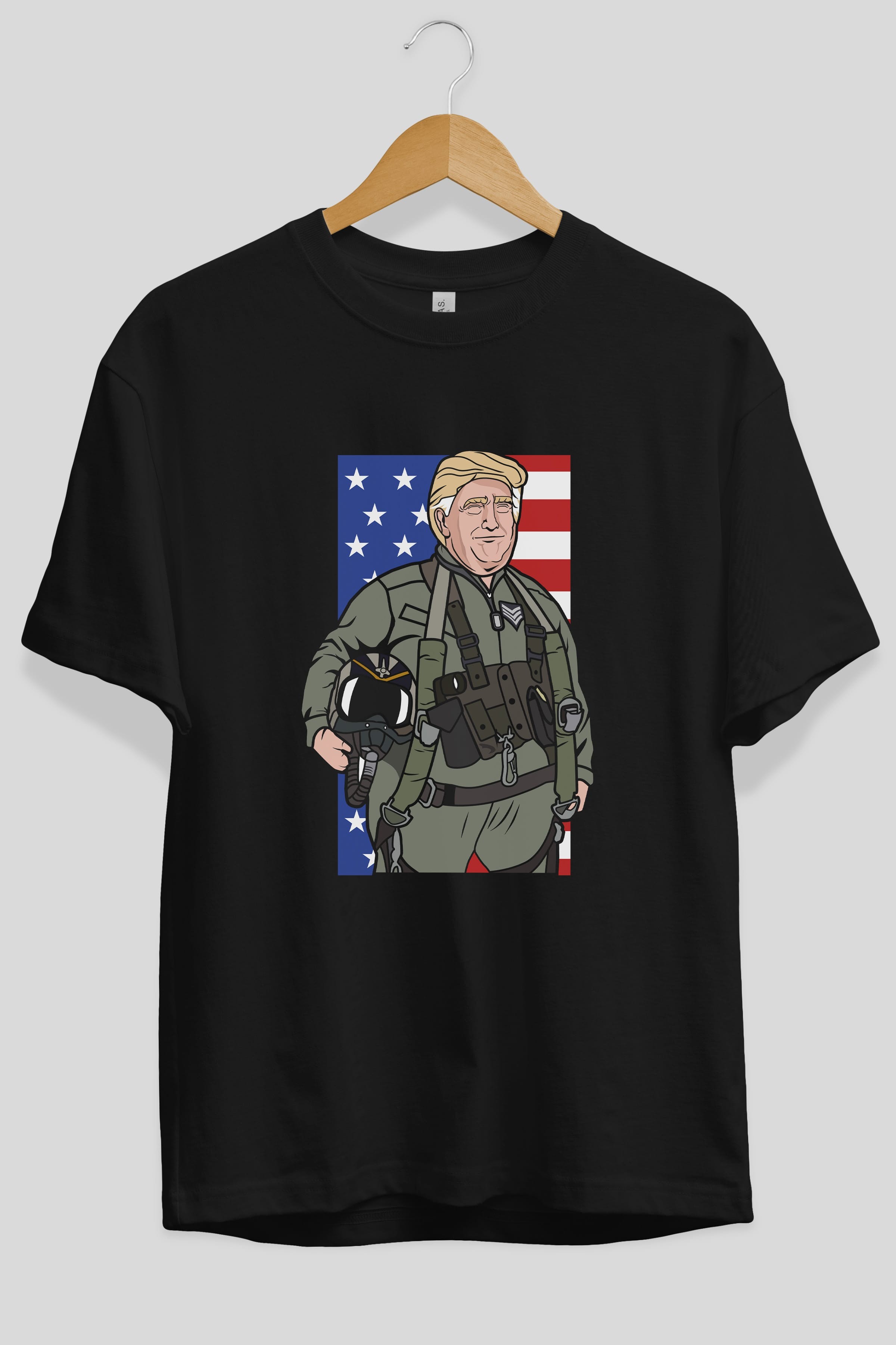 Trump Jetplane Pilot Ön Baskılı Oversize t-shirt Erkek Kadın Unisex %100 Pamuk tişort