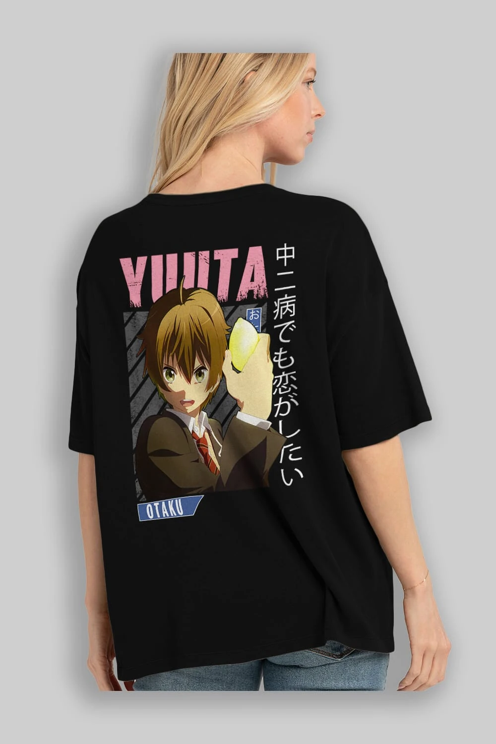 Yuuta Togashi 2 Anime Arka Baskılı Oversize t-shirt Erkek Kadın Unisex
