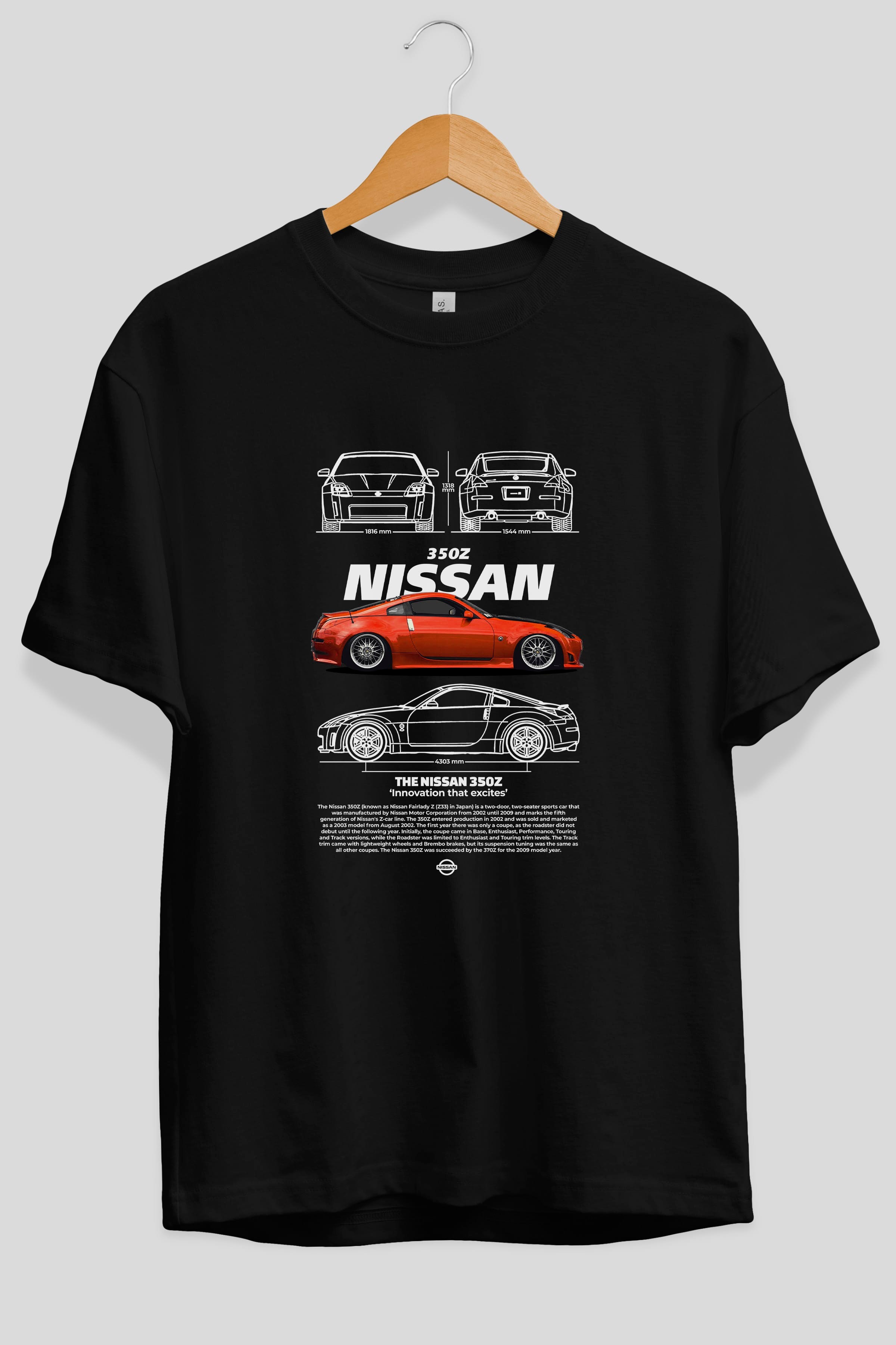 NISSAN 350Z 1 Ön Baskılı Oversize t-shirt Erkek Kadın Unisex %100 Pamuk Bisiklet Yaka tişort