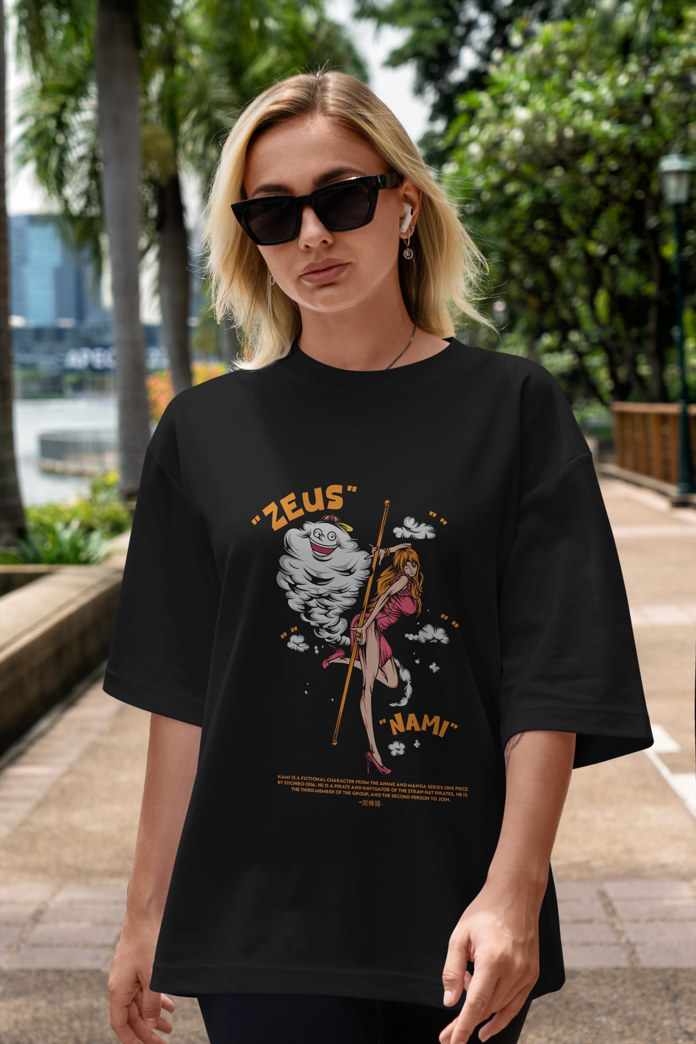 Zeus Nami Anime Ön Baskılı Oversize t-shirt %100 pamuk Erkek Kadın Unisex