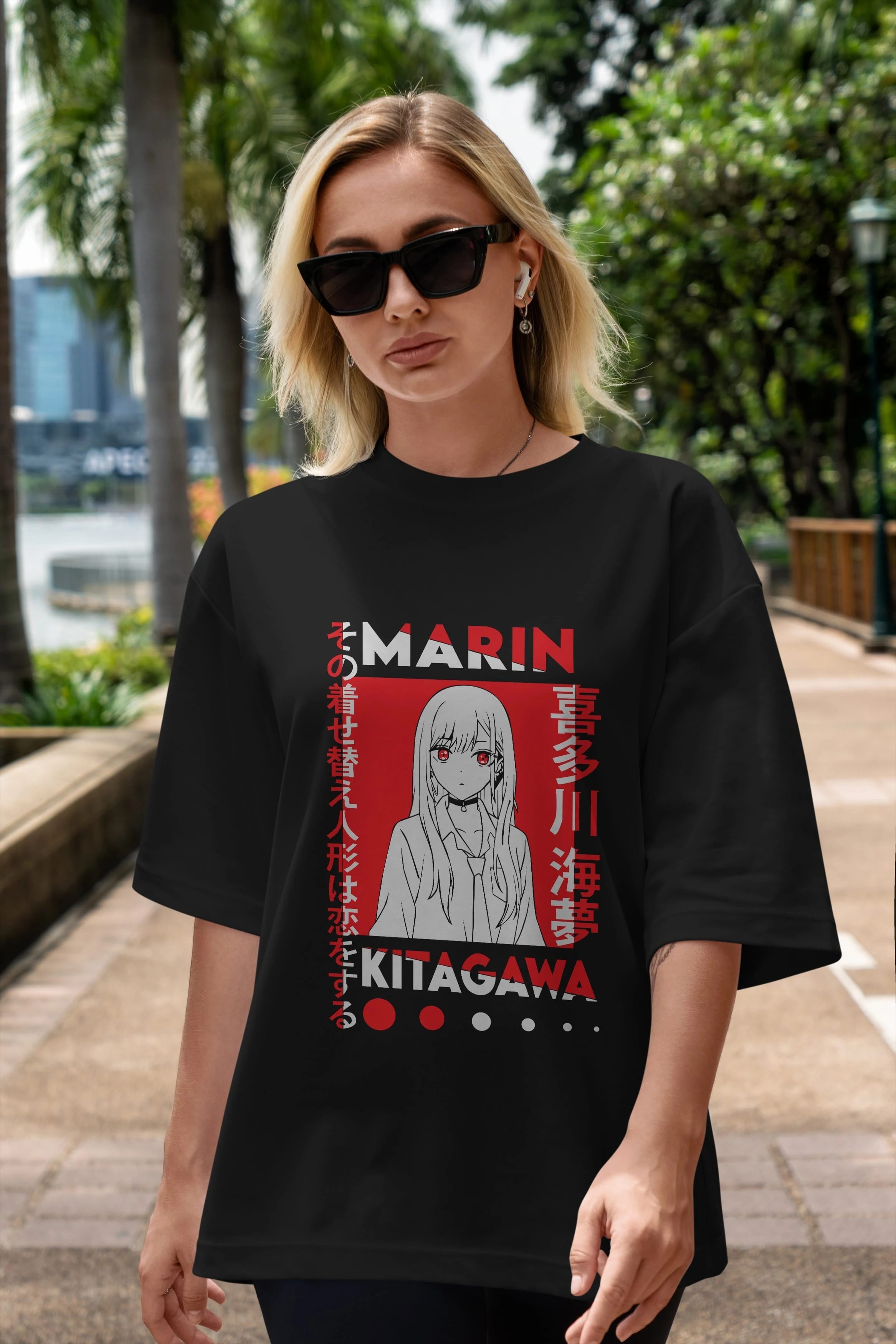 MARIN KITAGAWA Anime Ön Baskılı Oversize t-shirt %100 pamuk Erkek Kadın Unisex