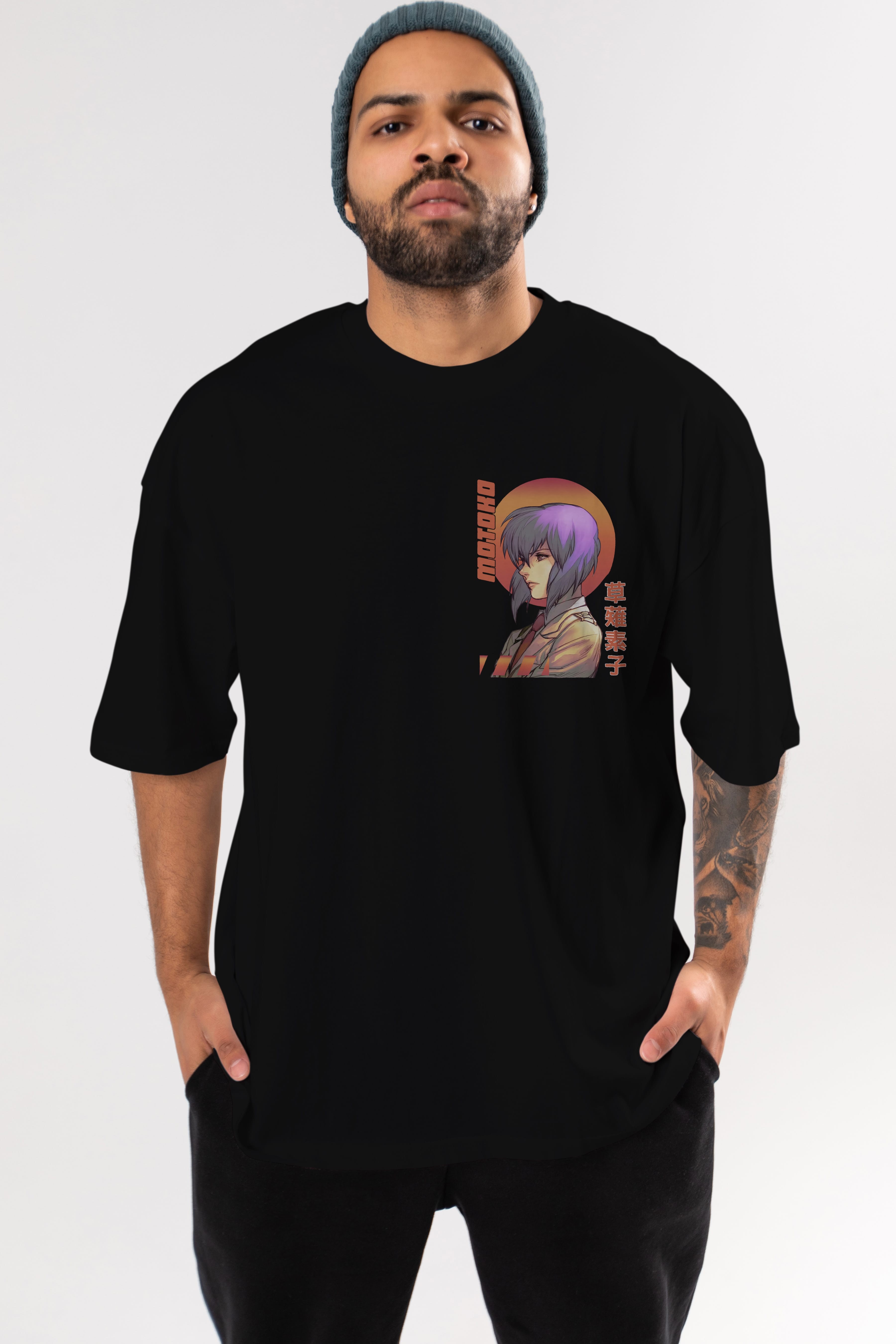 Motoko Kusanagi 10 Ön Sol Baskılı Oversize t-shirt Erkek Kadın Unisex %100 Pamuk Bisiklet Yaka tişort