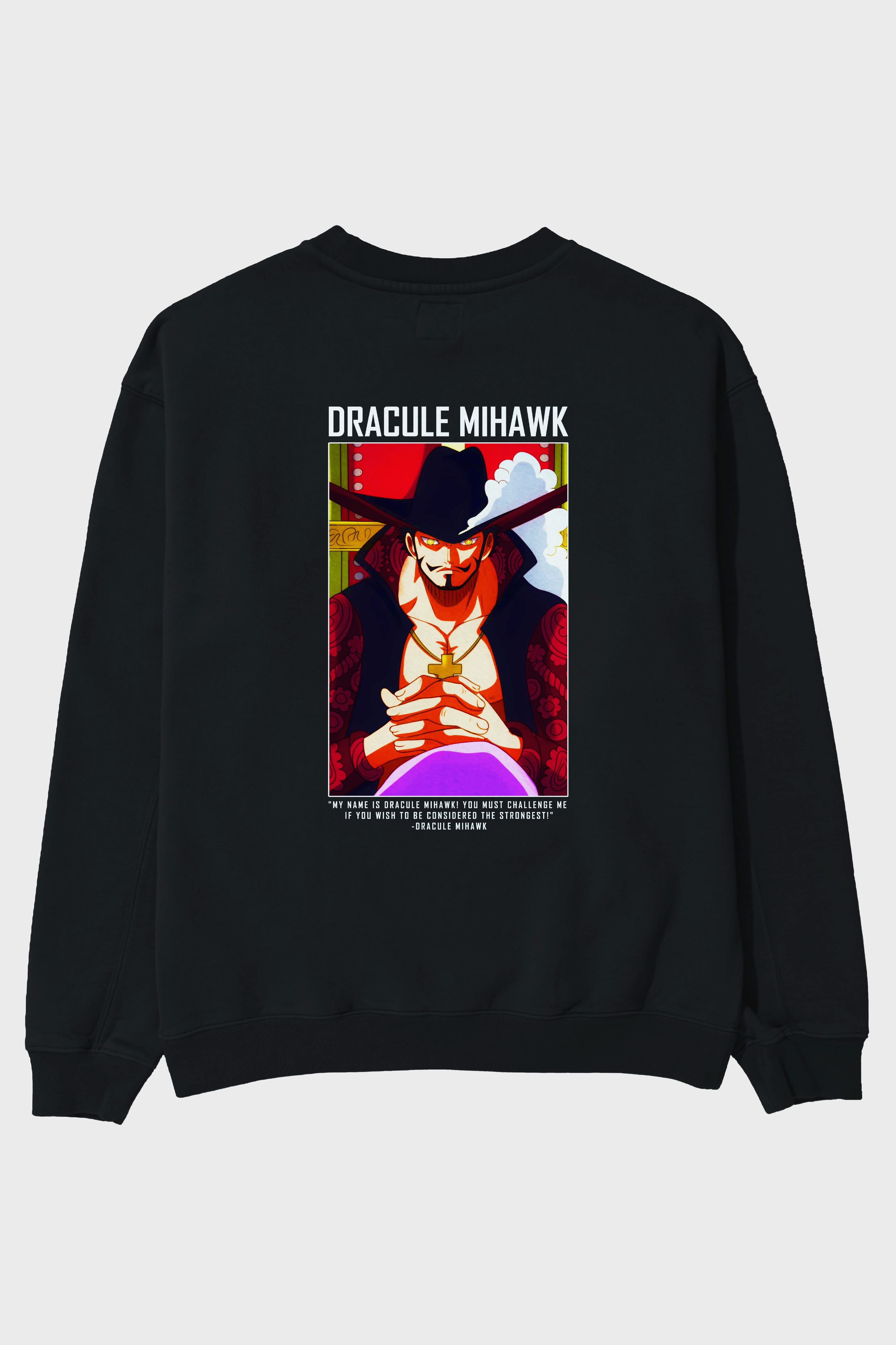 Dracule Mihawk Arka Baskılı Anime Oversize Sweatshirt Erkek Kadın Unisex