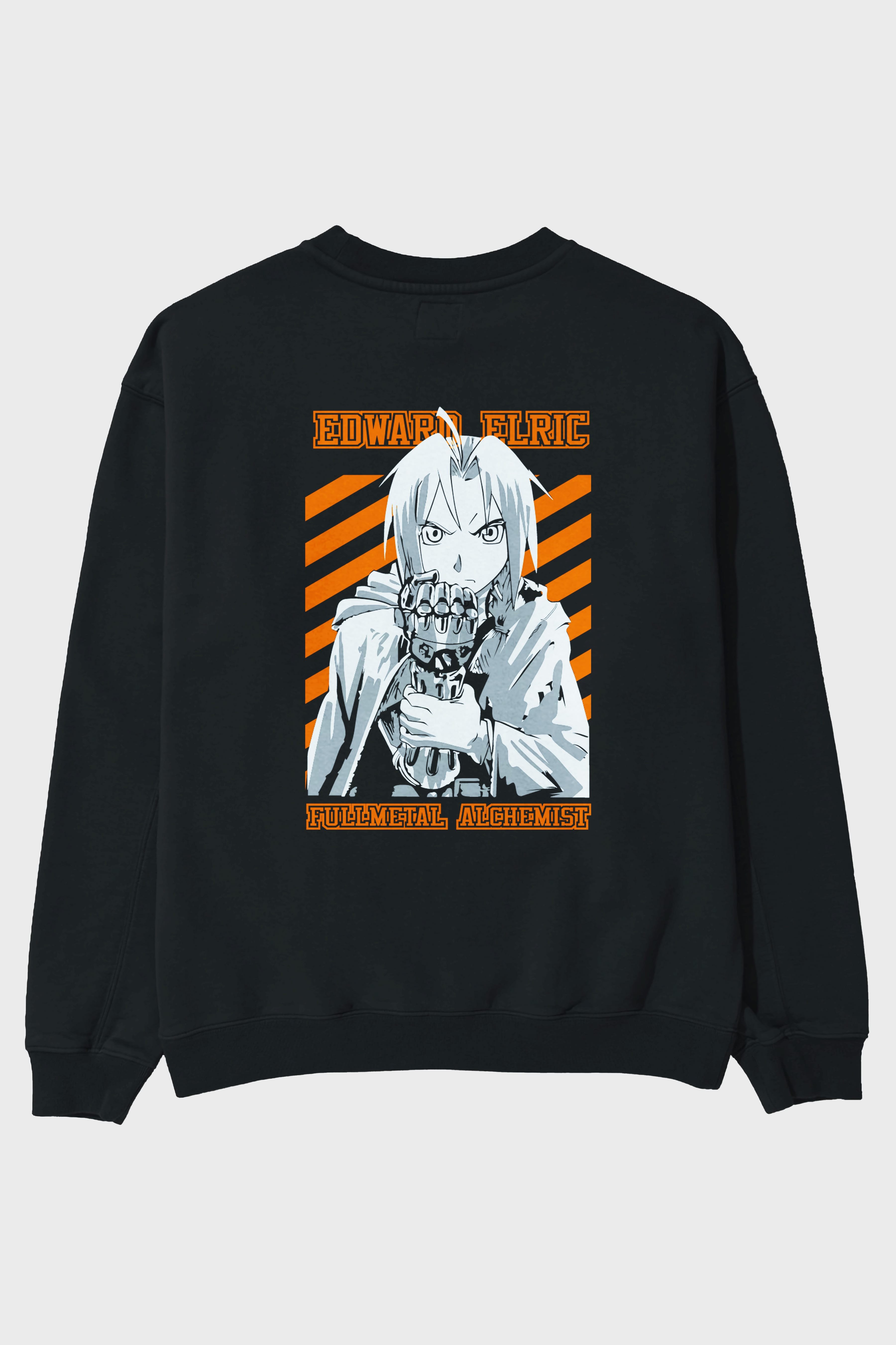 EDWARD ELRIC Anime Arka Baskılı Oversize Sweatshirt Erkek Kadın Unisex