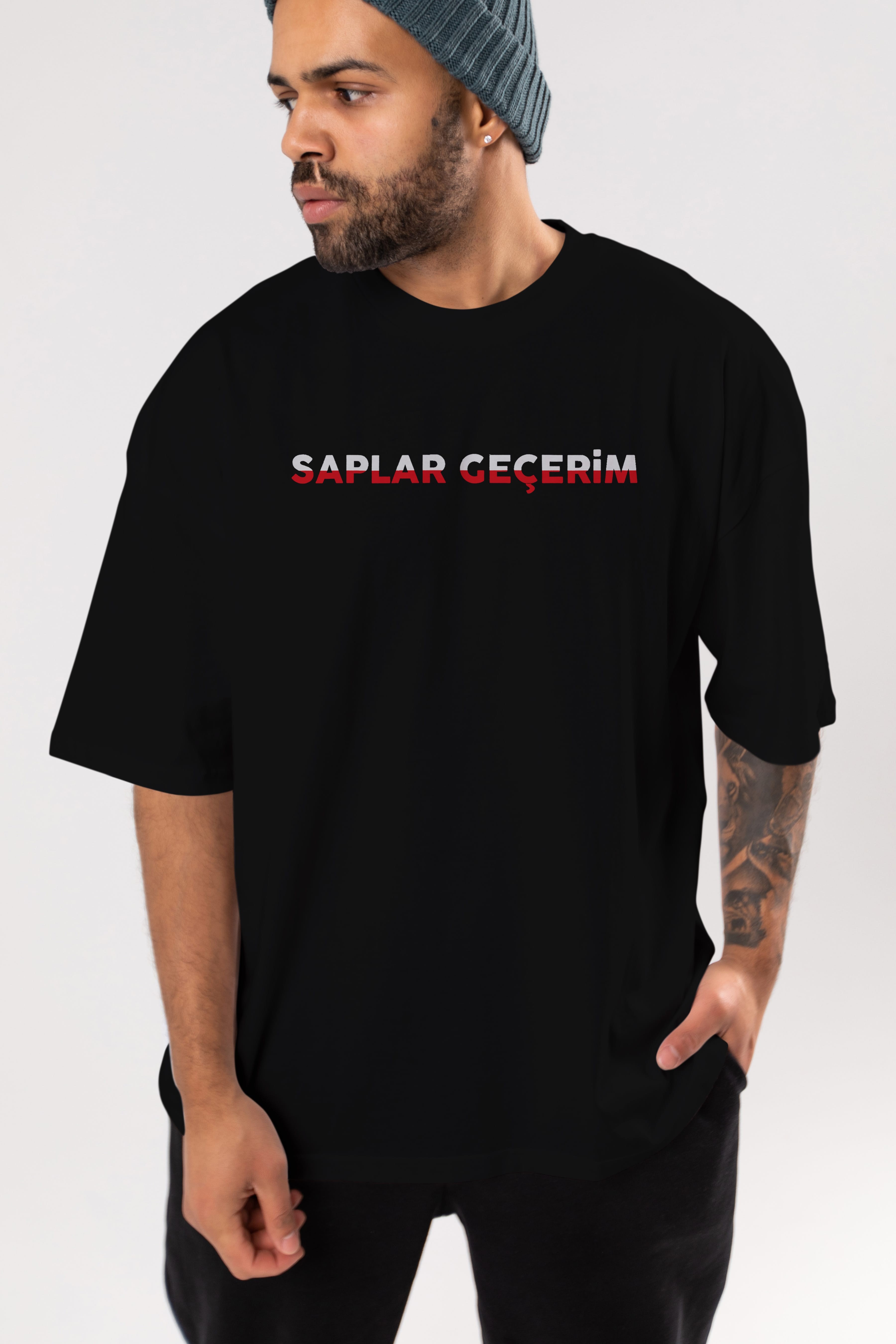 Saplar Geçerim Ön Baskılı Oversize t-shirt %100 pamuk Erkek Kadın Unisex