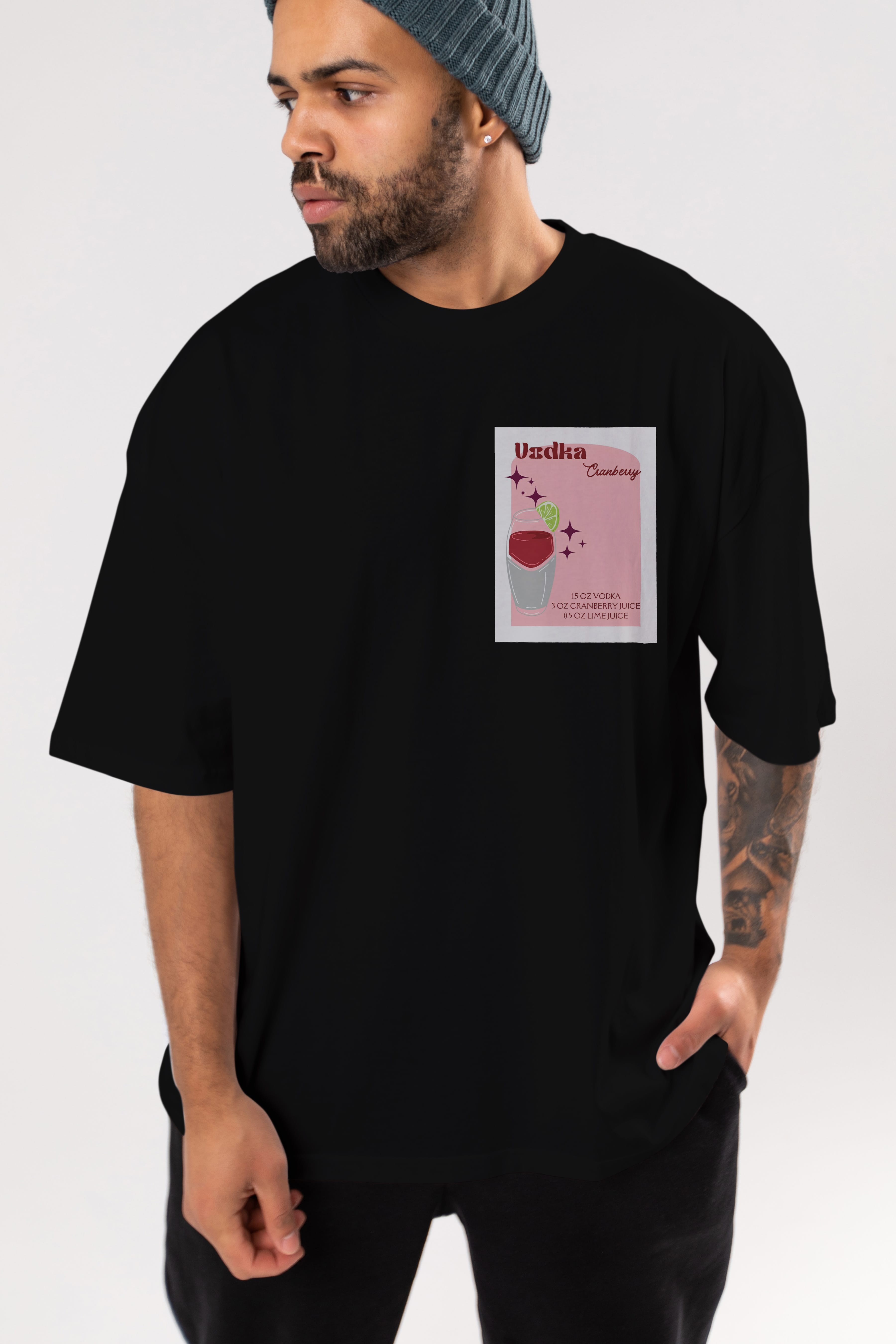 Vodka Cranberry 2 Ön Sol Baskılı Oversize t-shirt Erkek Kadın Unisex %100 Pamuk Bisiklet Yaka tişort