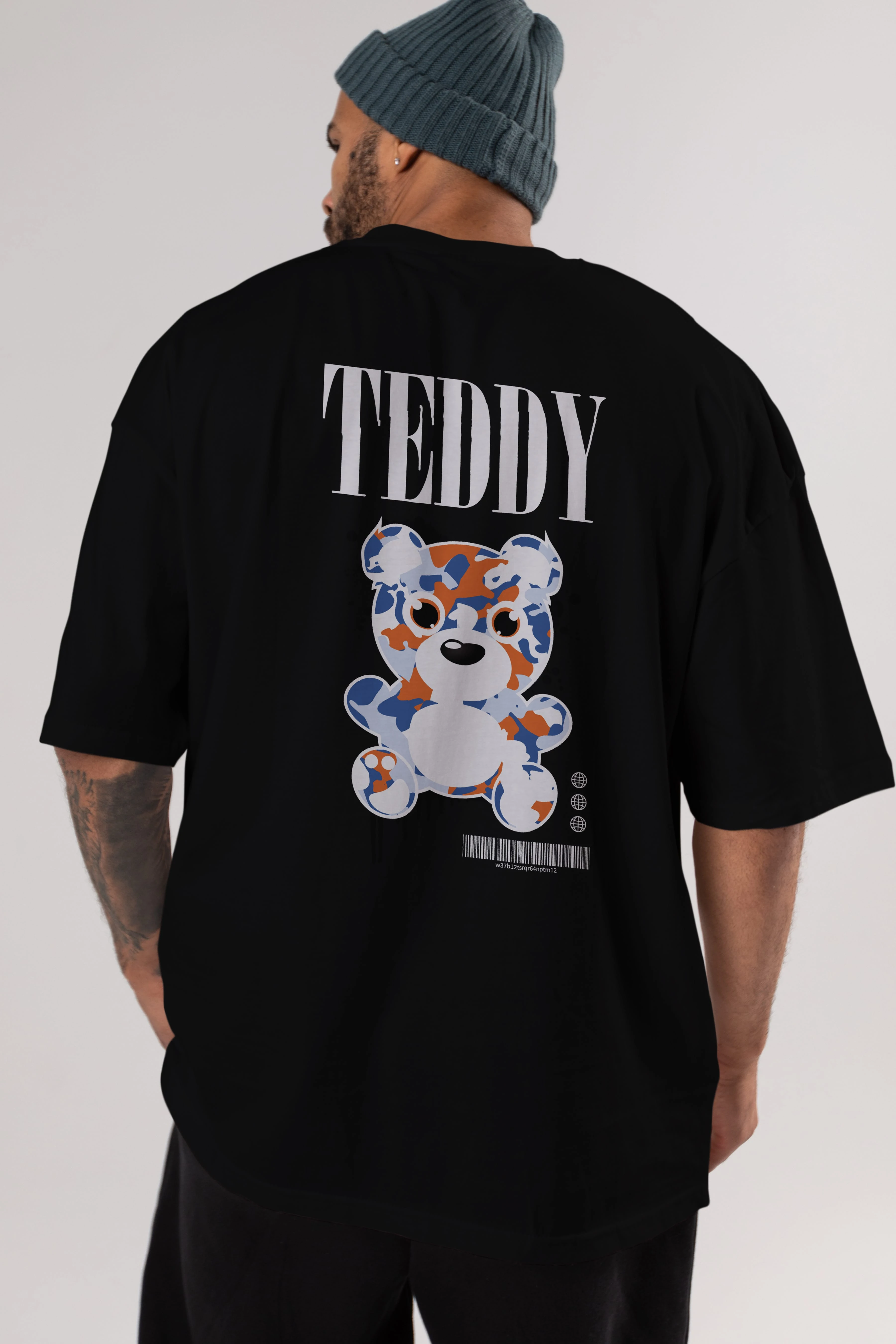 Teddy Bear Streetwear Arka Baskılı Oversize t-shirt Erkek Kadın Unisex